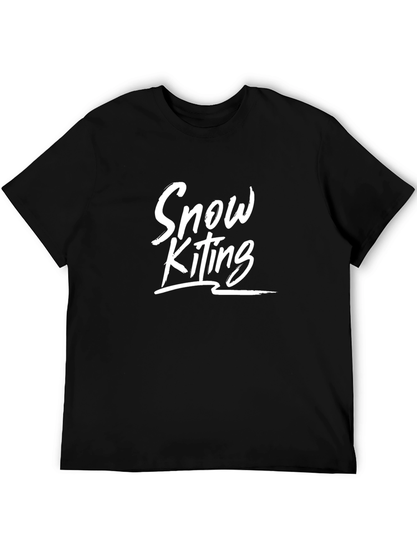 Snow Kiting Graphic Tee - Black Cotton T-Shirt