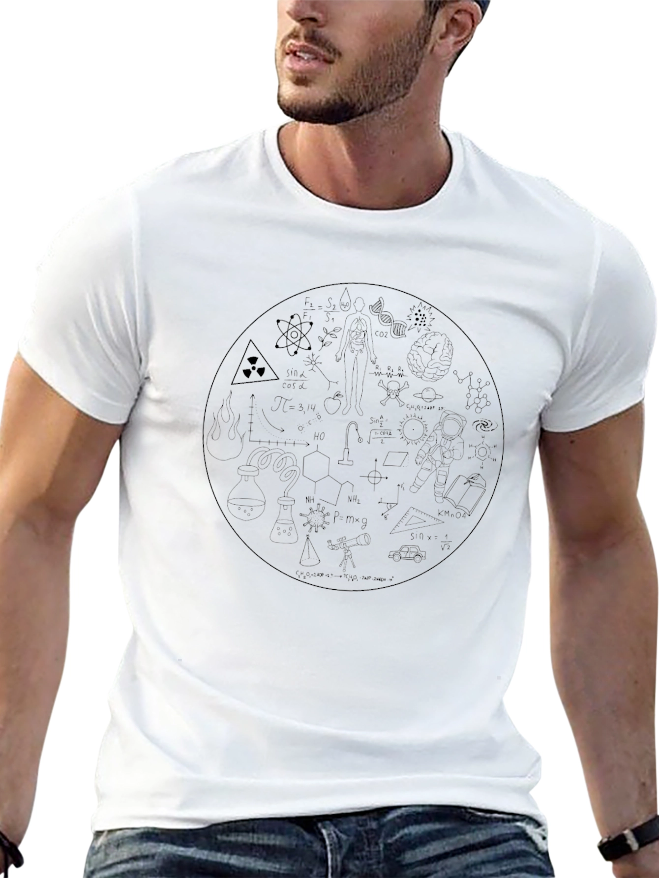 Science Doodle Graphic T-Shirt - Black