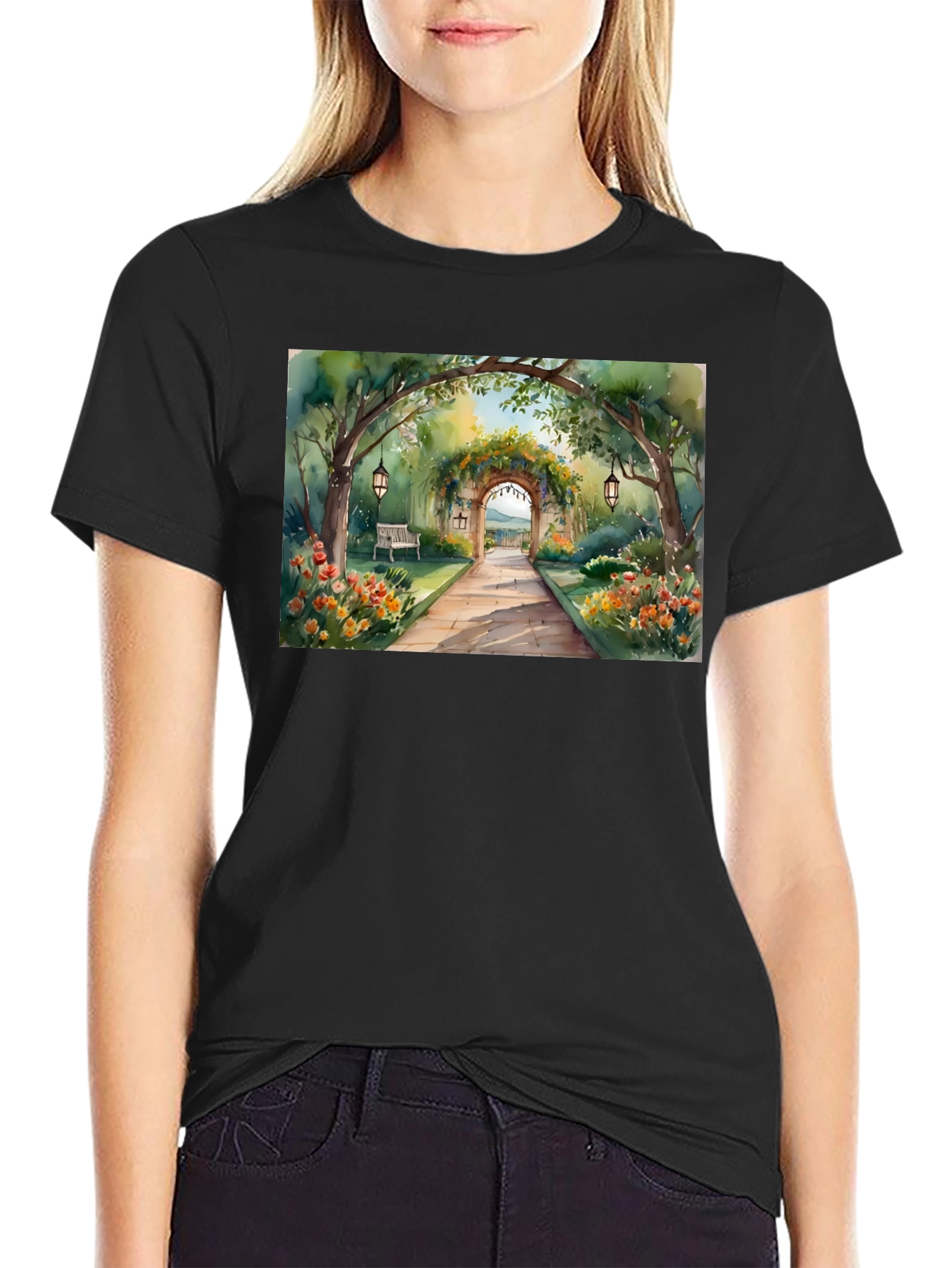Watercolor Garden Path T-Shirt
