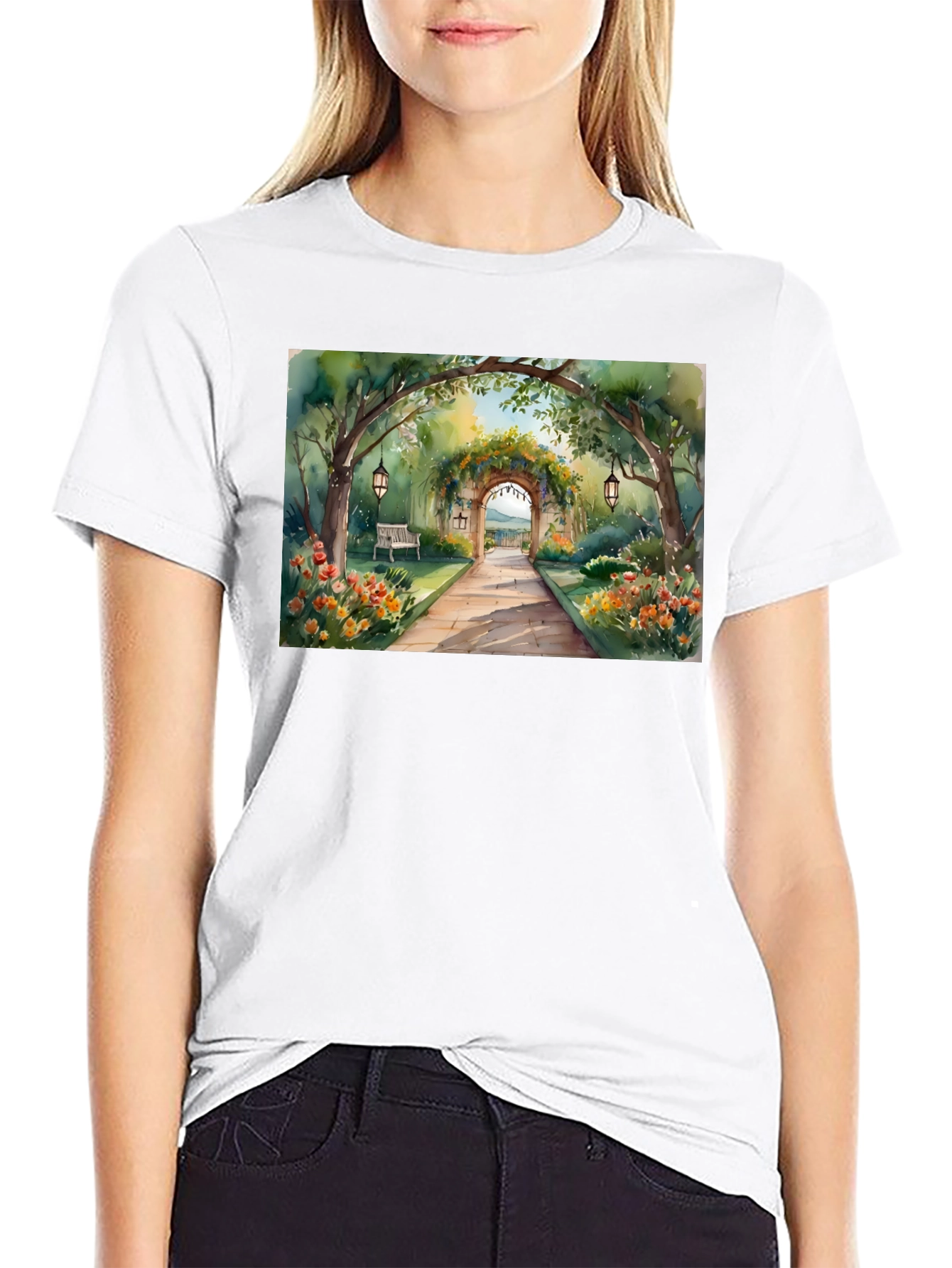 Watercolor Garden Path T-Shirt