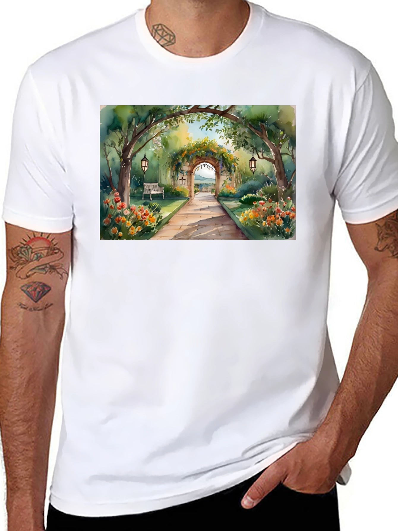 Watercolor Garden Path T-Shirt