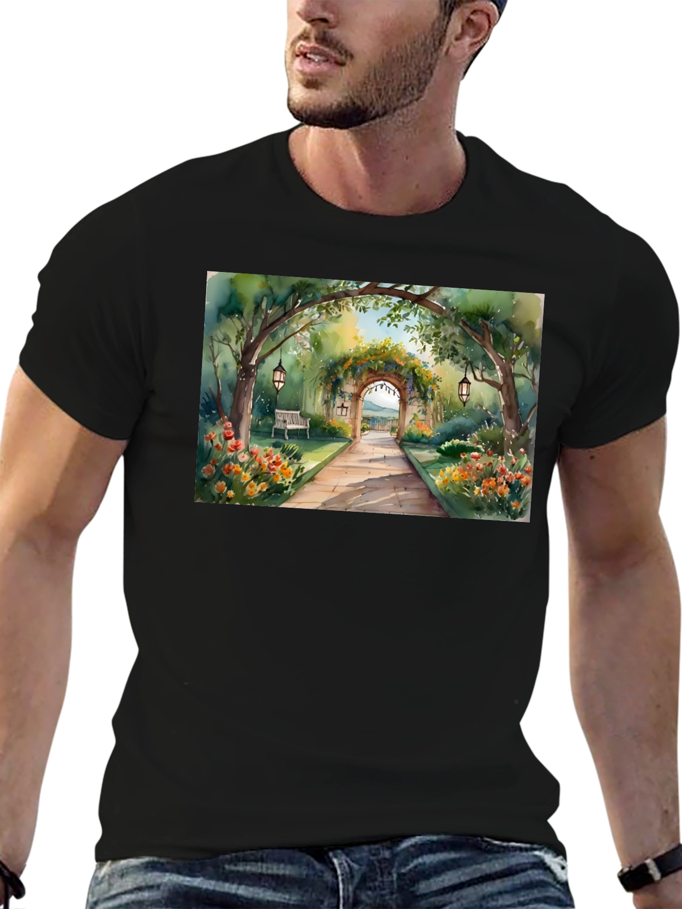 Watercolor Garden Path T-Shirt