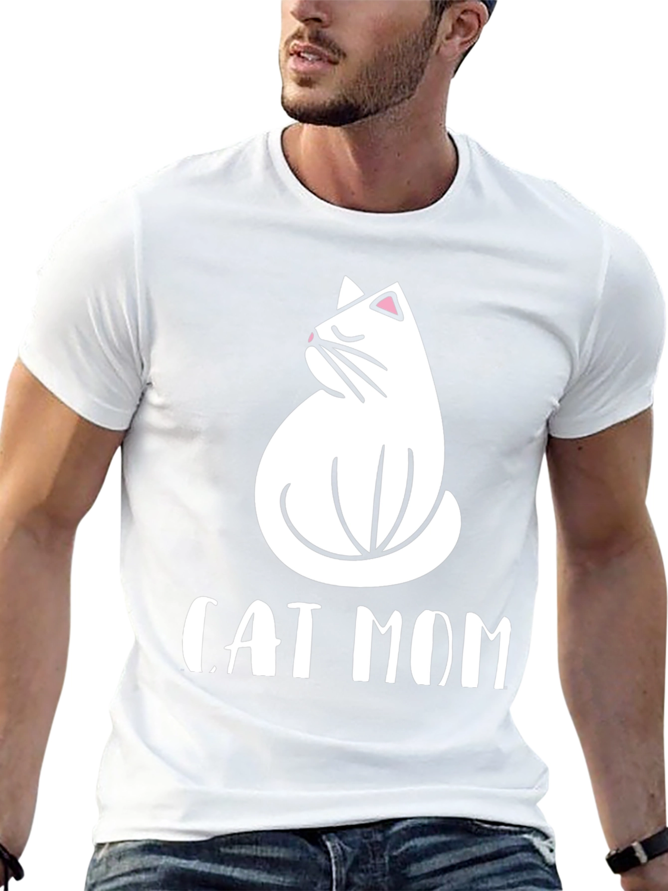 Cat Mom Graphic Tee - Black Cotton T-Shirt