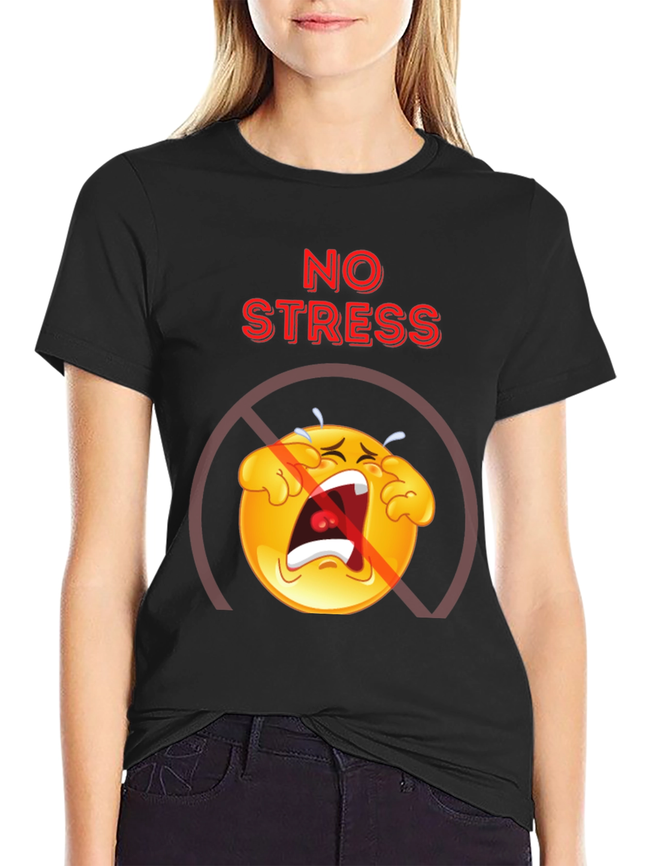 No Stress Emoji T-Shirt - Comfort Fit