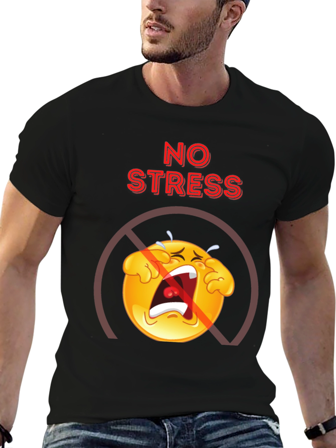 No Stress Emoji T-Shirt - Comfort Fit