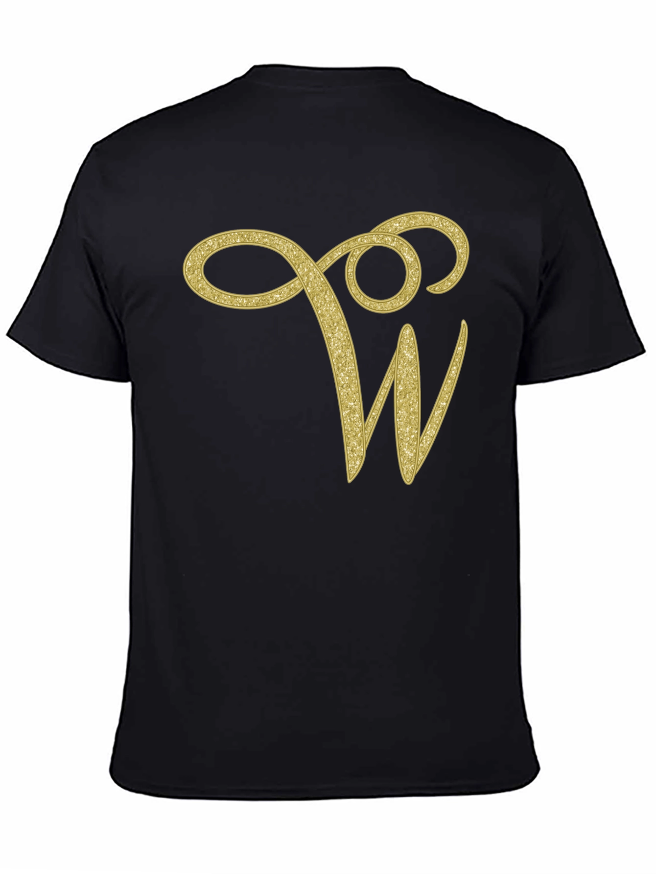 Elegant Initial W Black T-Shirt