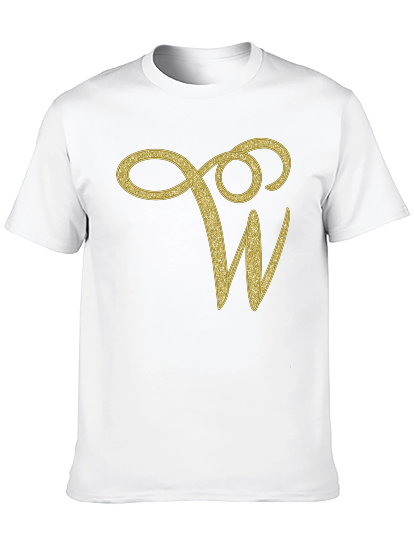 Elegant Initial W Black T-Shirt