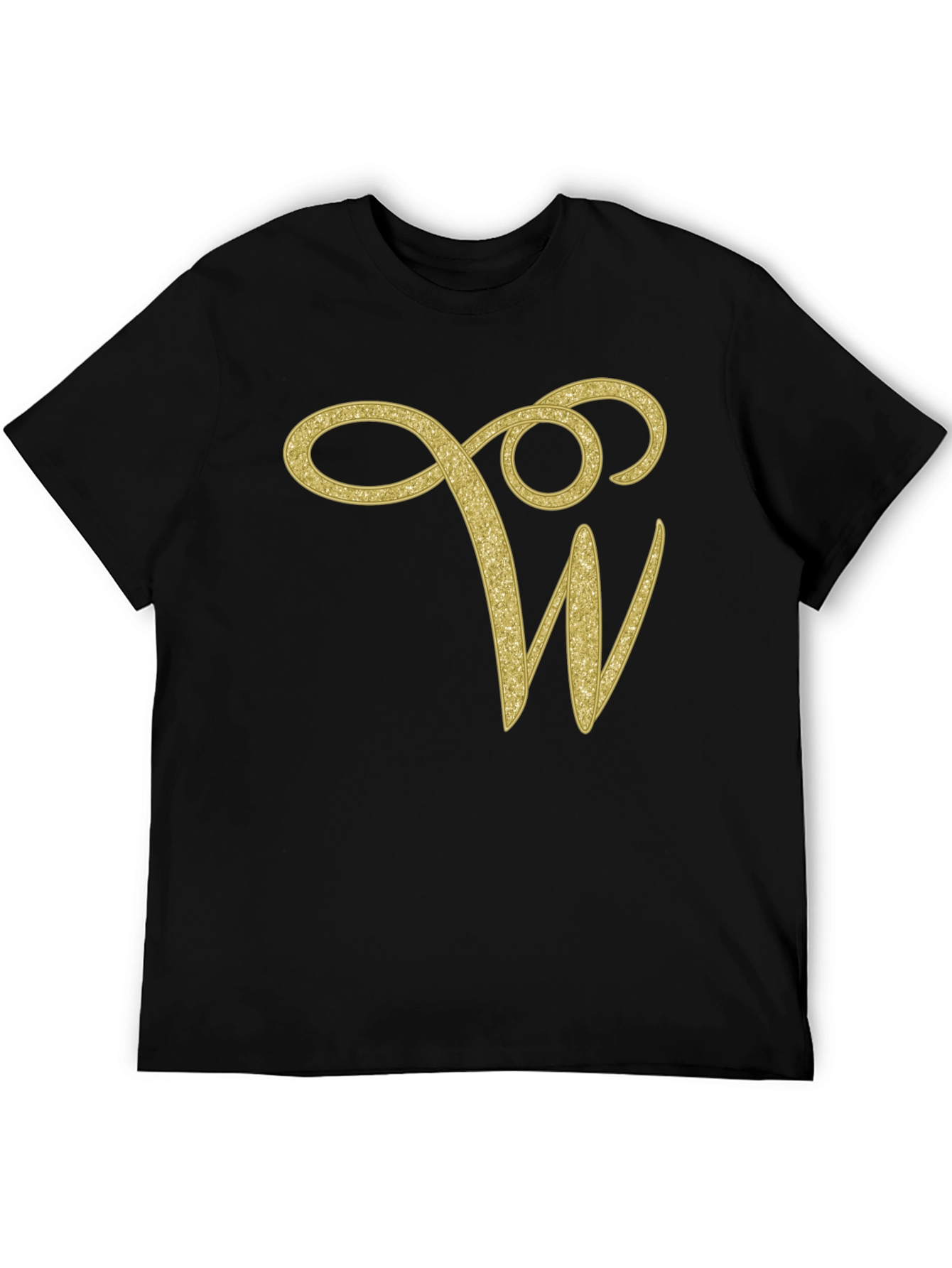 Elegant Initial W Black T-Shirt
