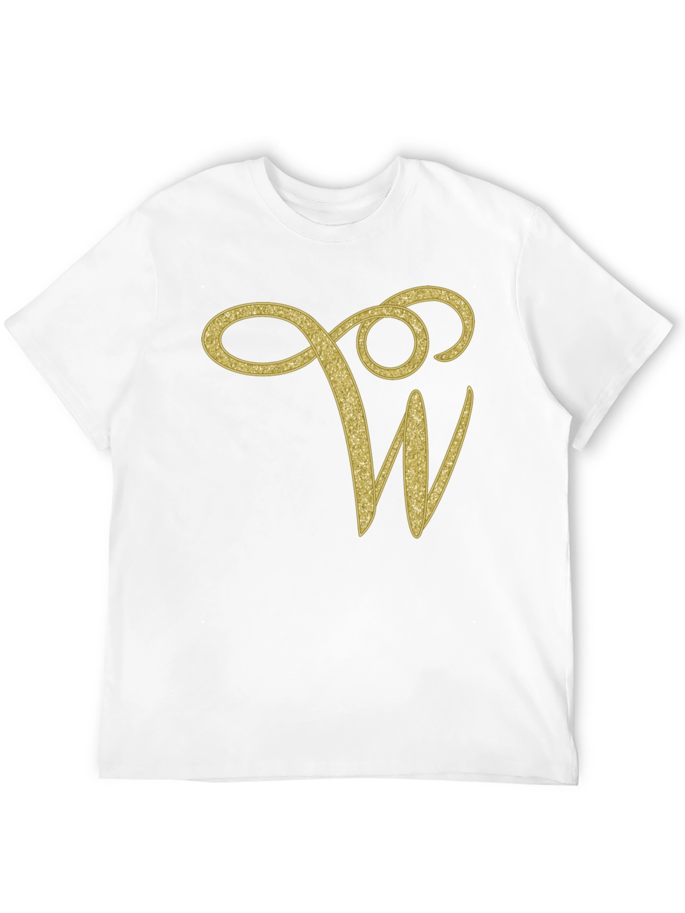 Elegant Initial W Black T-Shirt