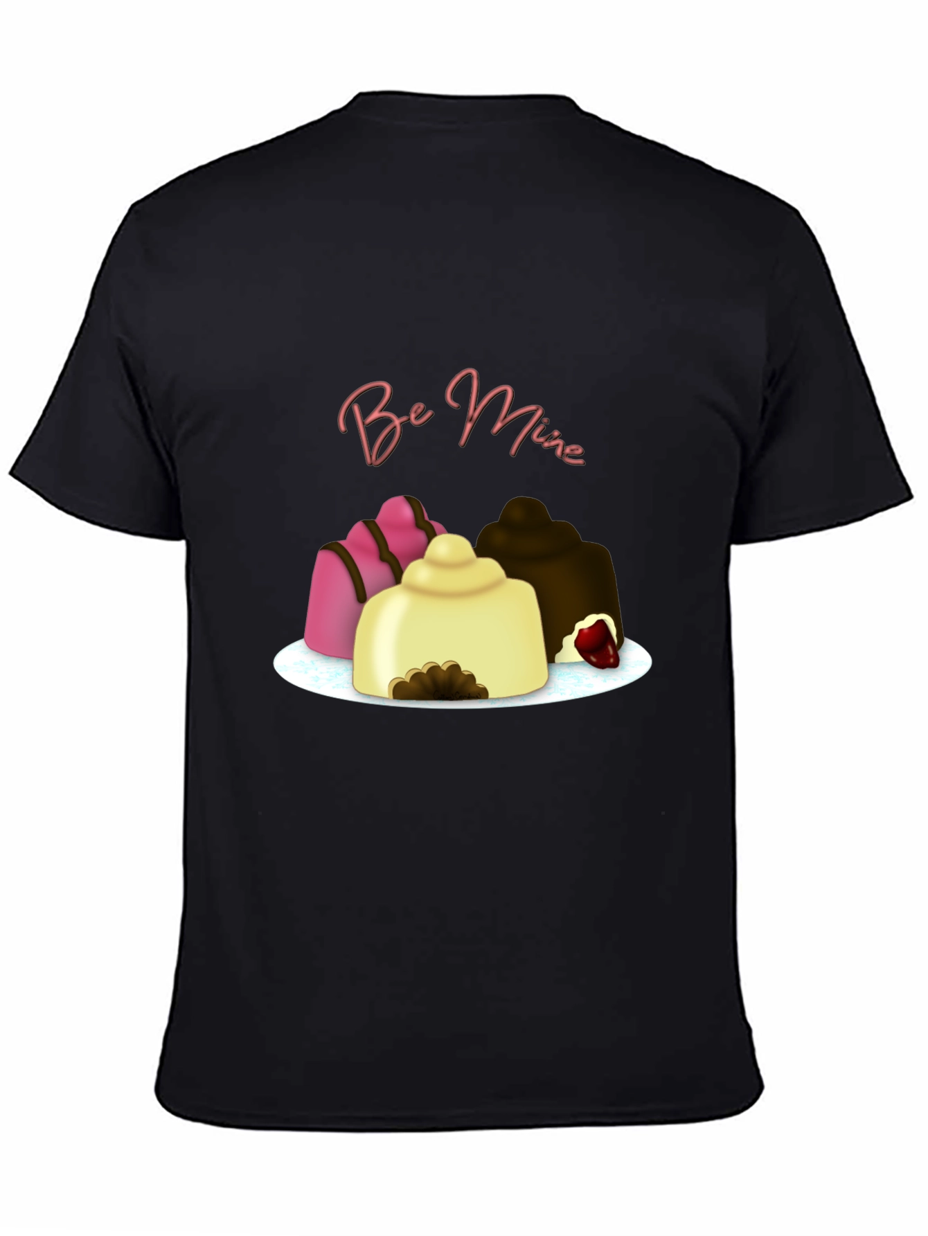 Be Mine Dessert T-Shirt - Black Cotton Valentines Day