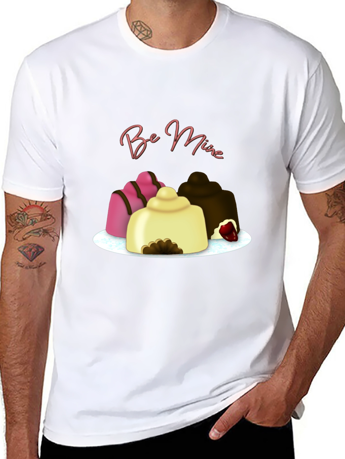 Be Mine Dessert T-Shirt - Black Cotton Valentines Day