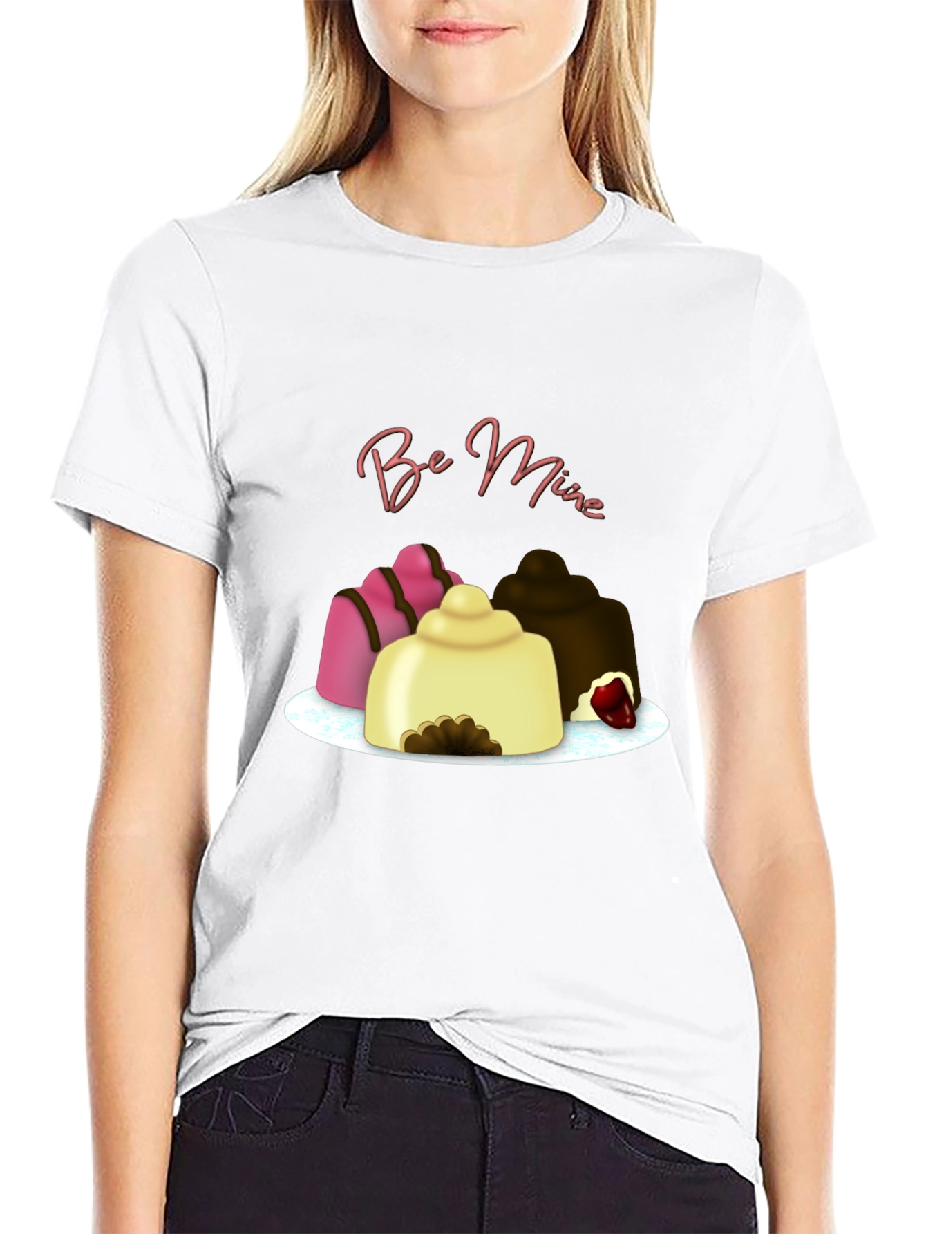 Be Mine Dessert T-Shirt - Black Cotton Valentines Day