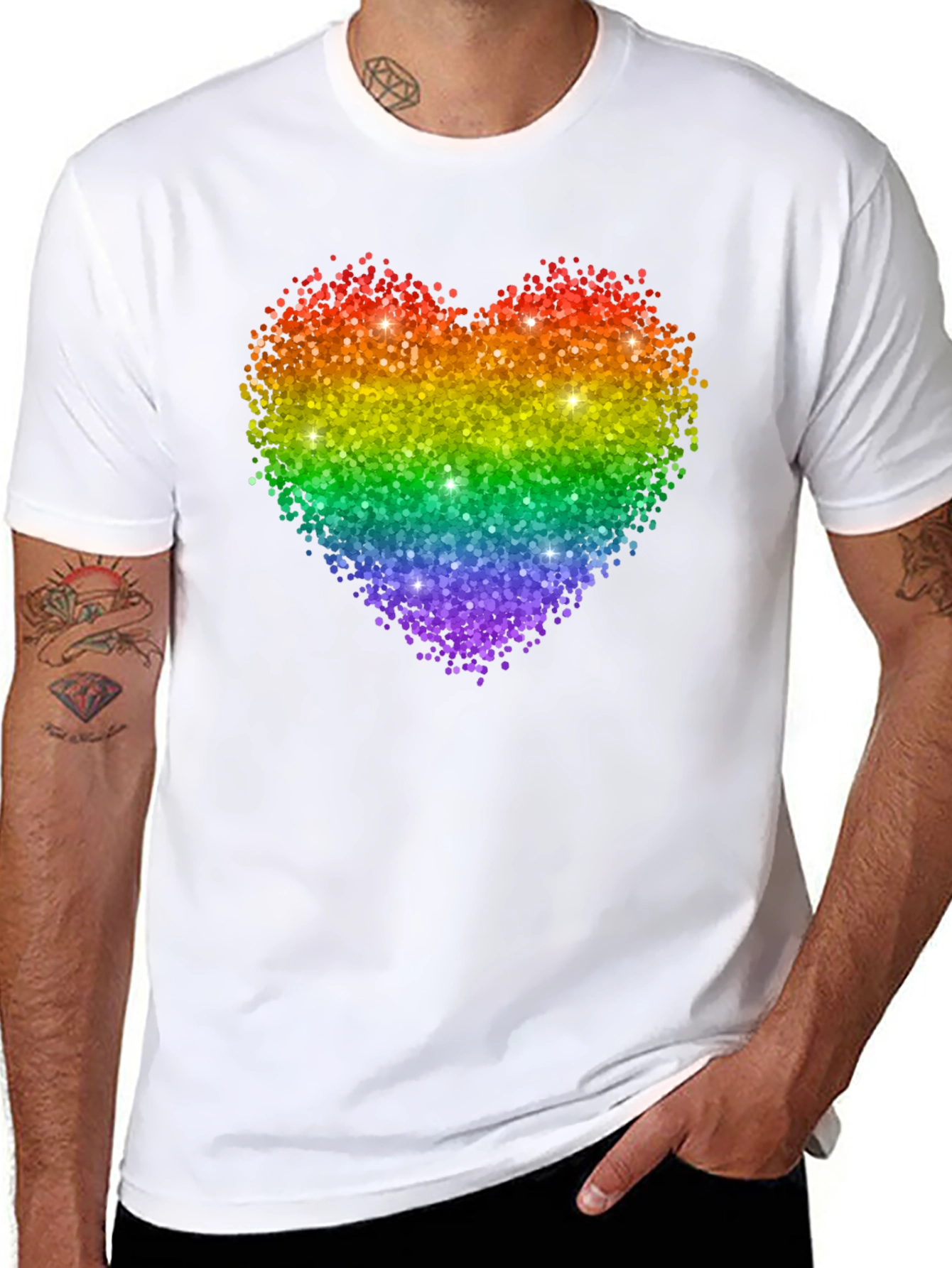 Rainbow Glitter Heart Graphic Tee