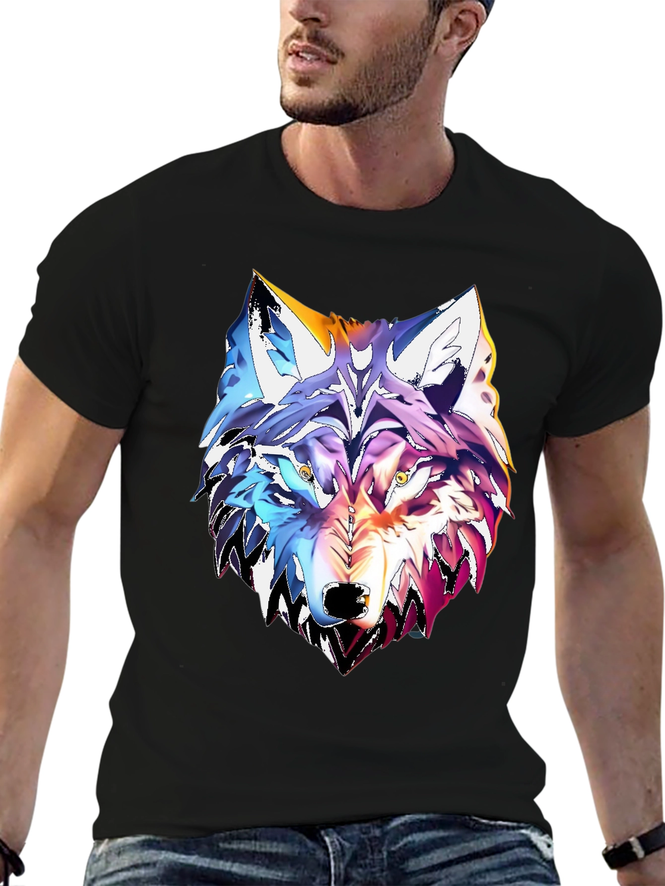Vivid Wolf Graphic Tee - Cool Artistic Design