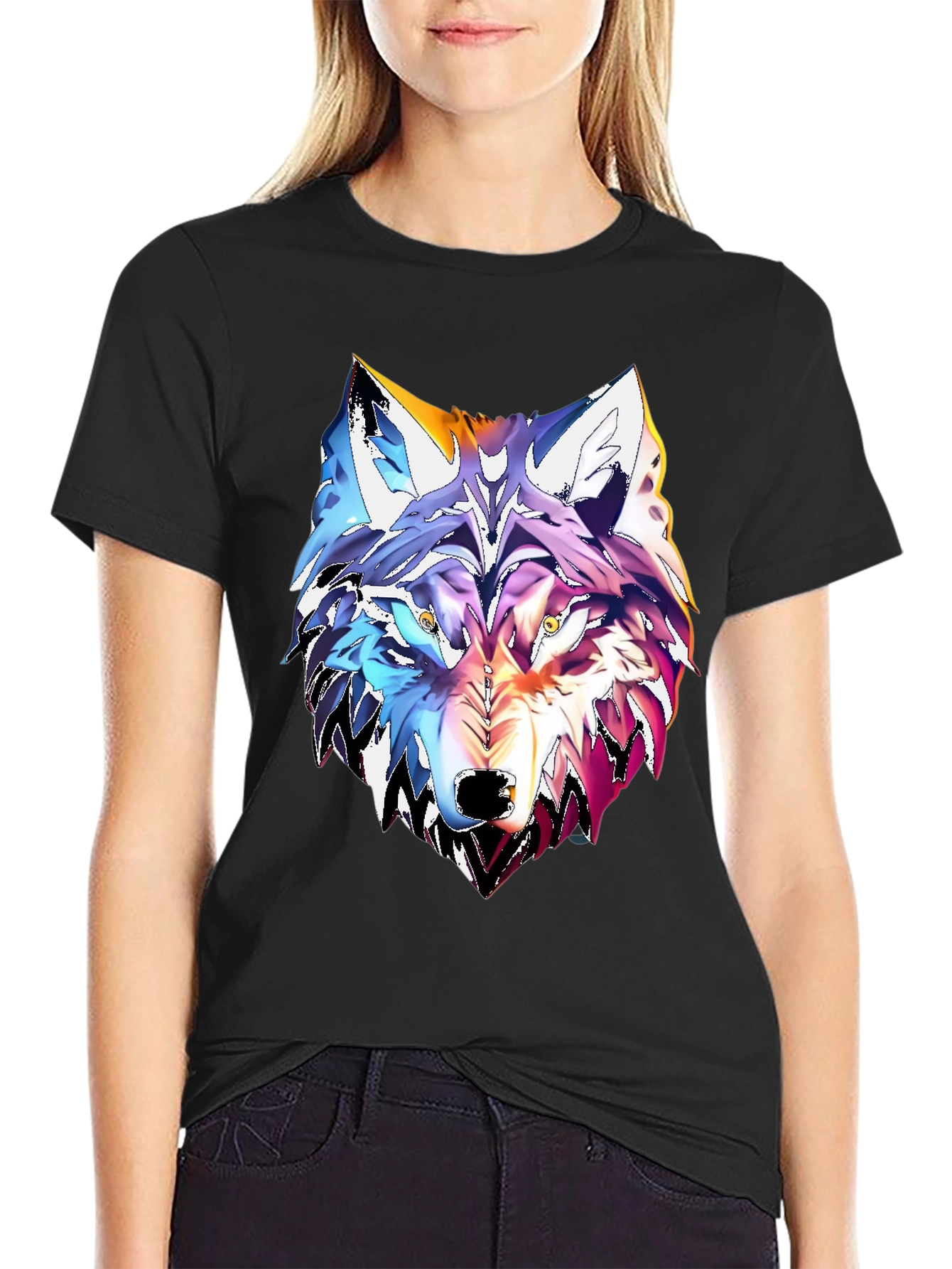 Vivid Wolf Graphic Tee - Cool Artistic Design