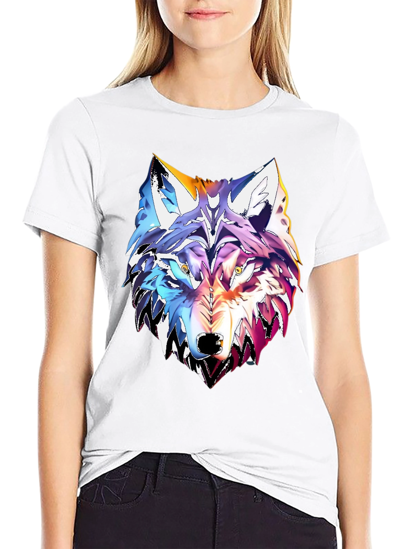 Vivid Wolf Graphic Tee - Cool Artistic Design