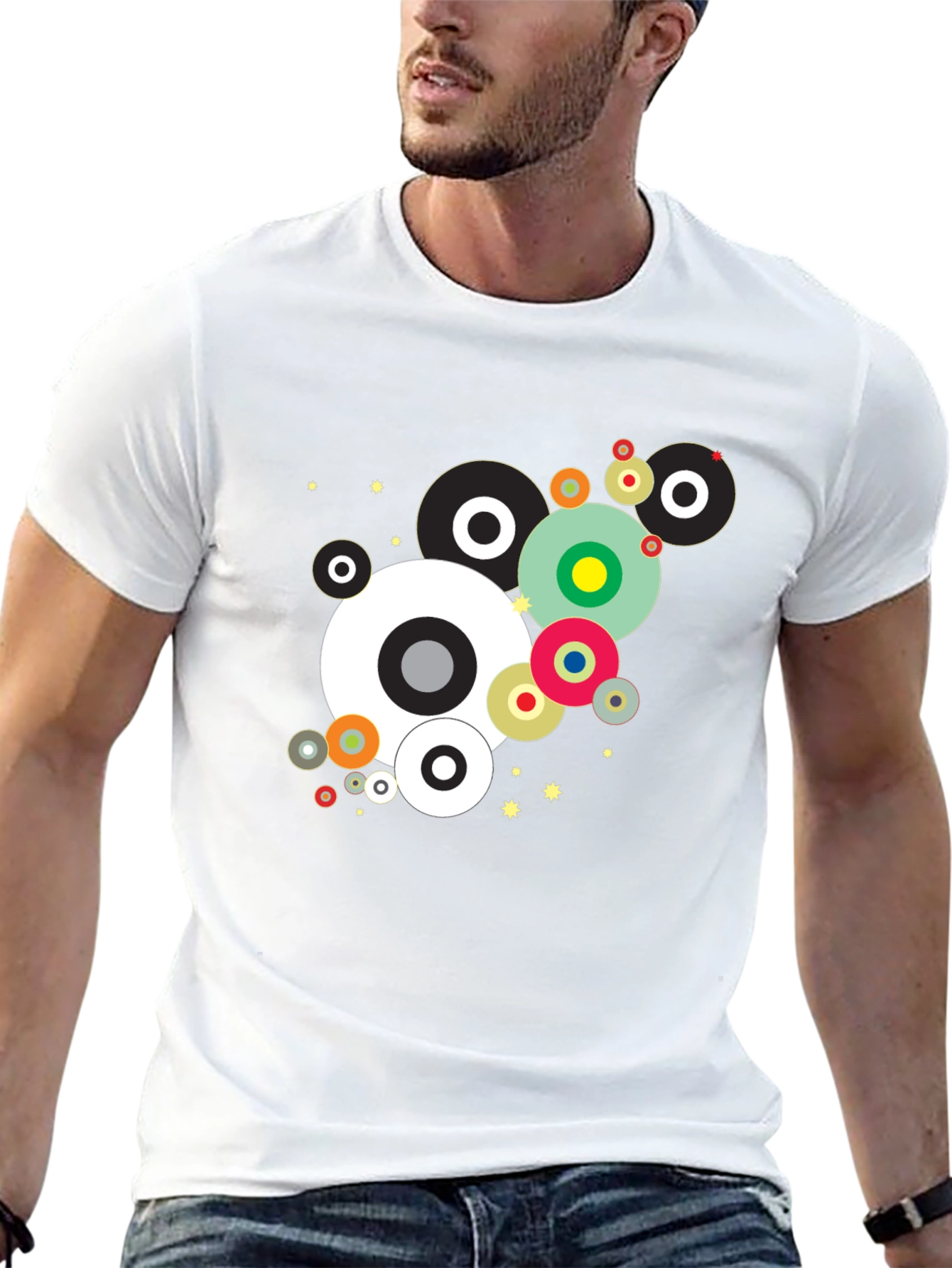 Modern Geometric Circles Black Graphic Tee