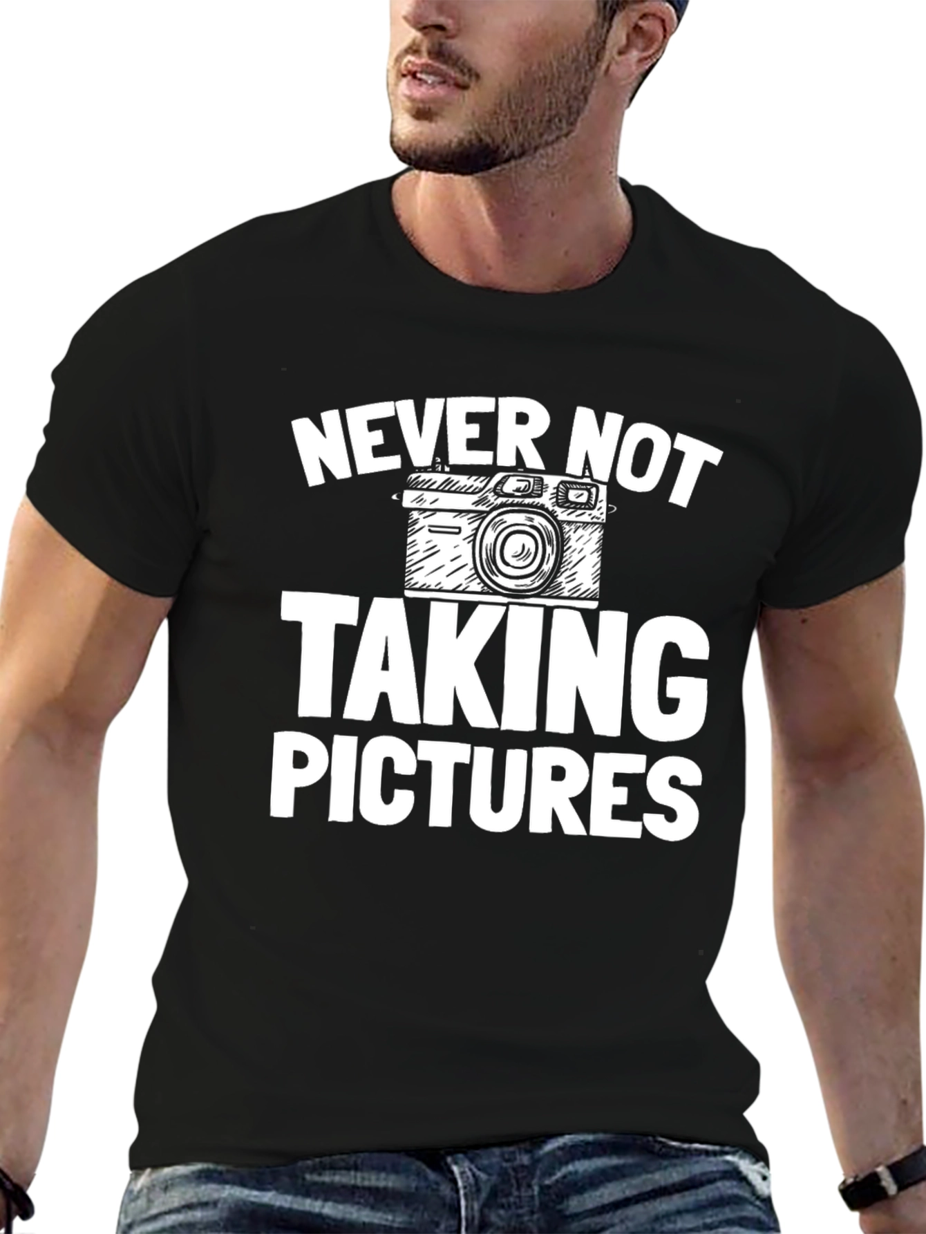 Never Not Taking Pictures Black T-Shirt