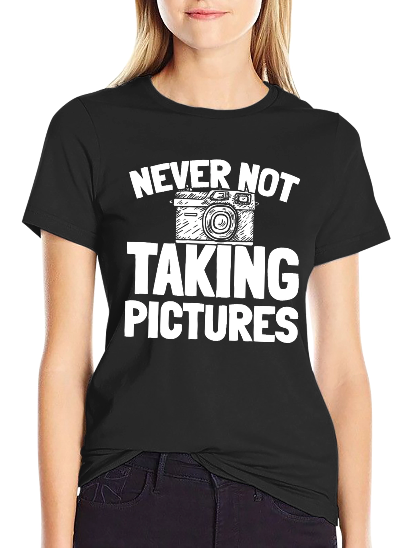 Never Not Taking Pictures Black T-Shirt