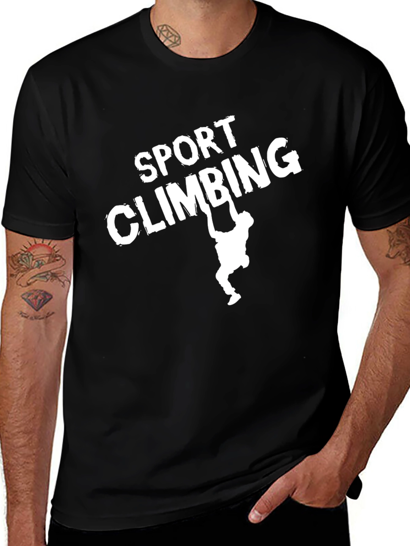 Sport Climbing Graphic Tee - Black Cotton Shirt