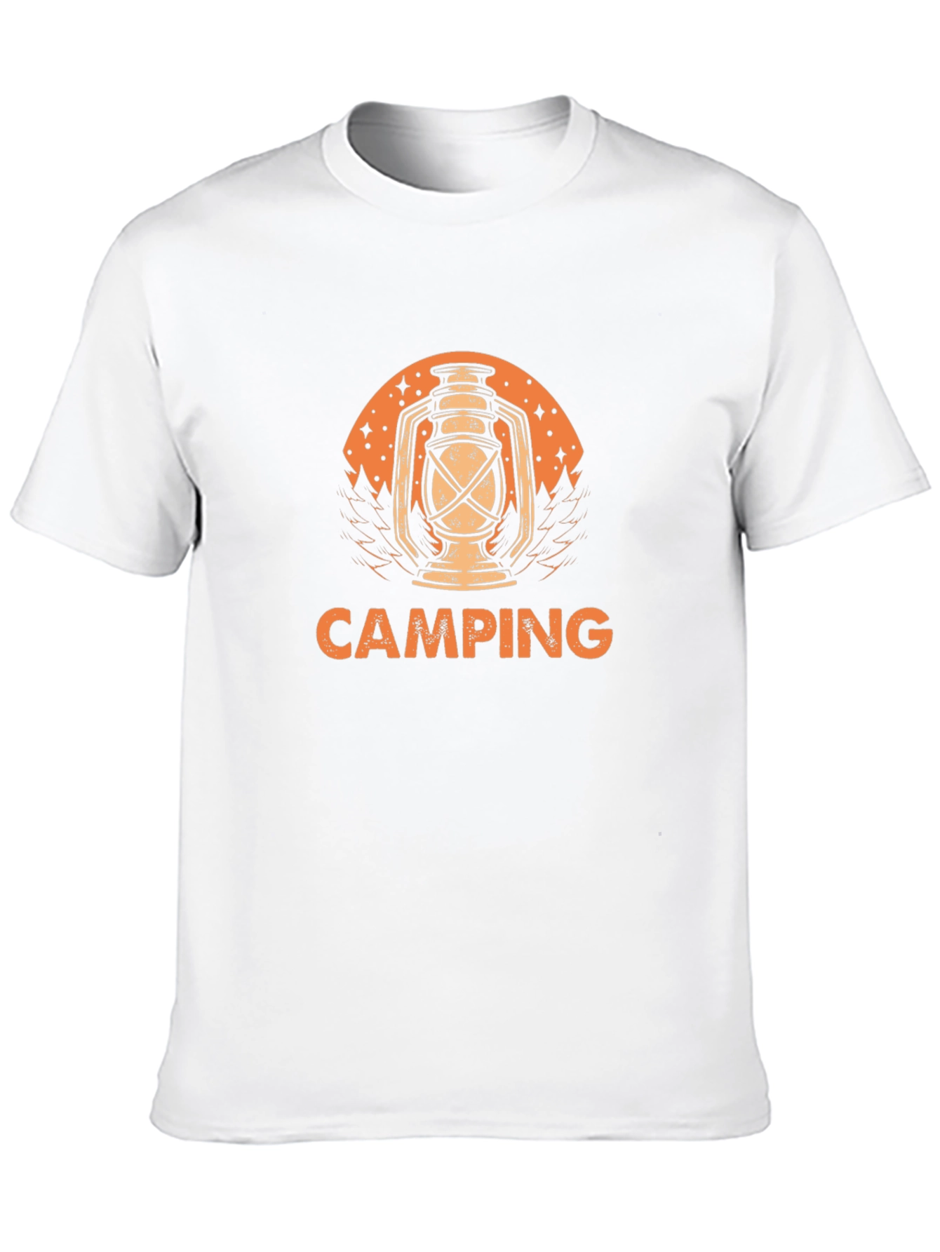 Camping Lantern Graphic Tee - Black Cotton T-Shirt
