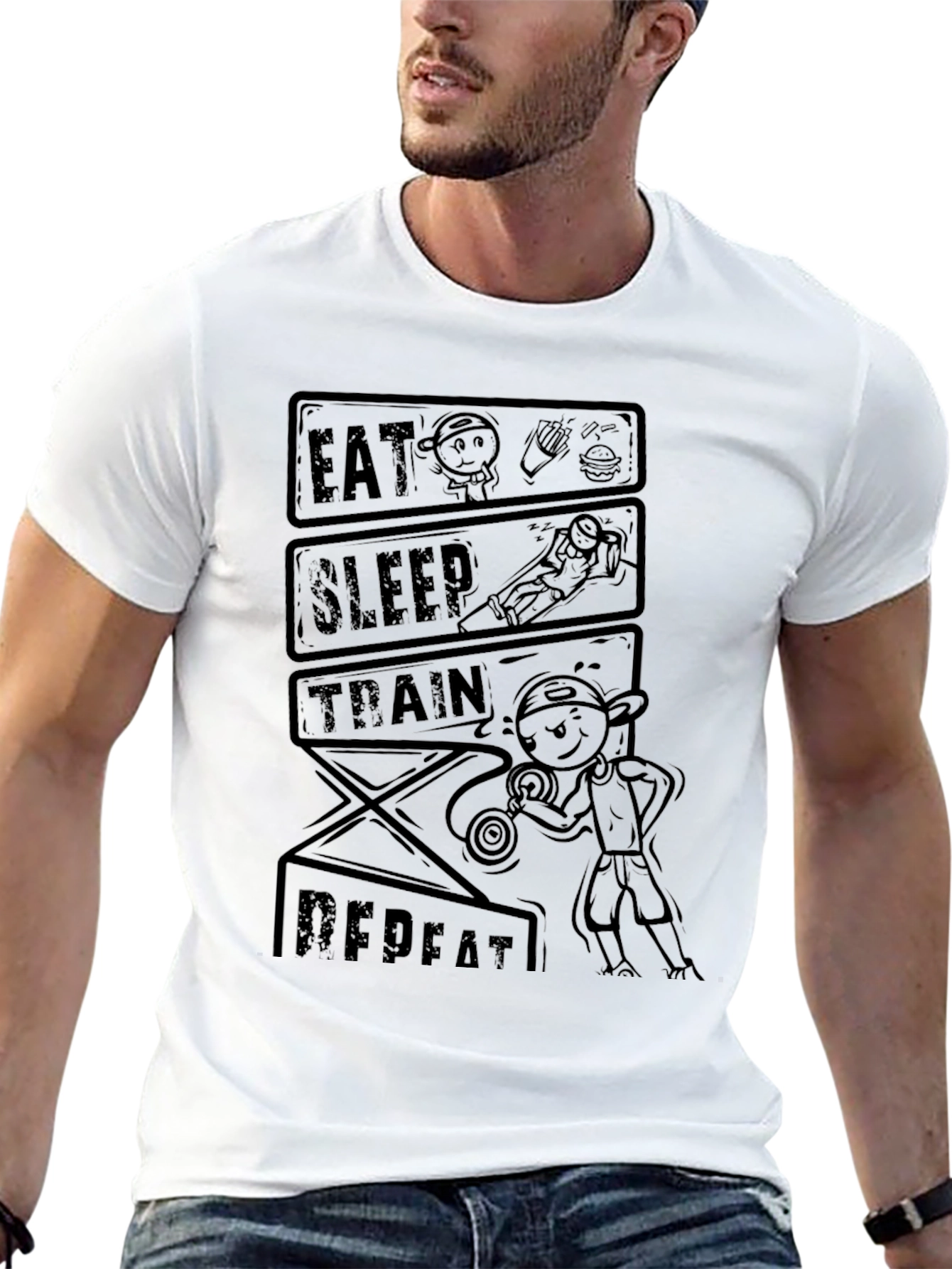 Eat Sleep Train Repeat Graphic Tee