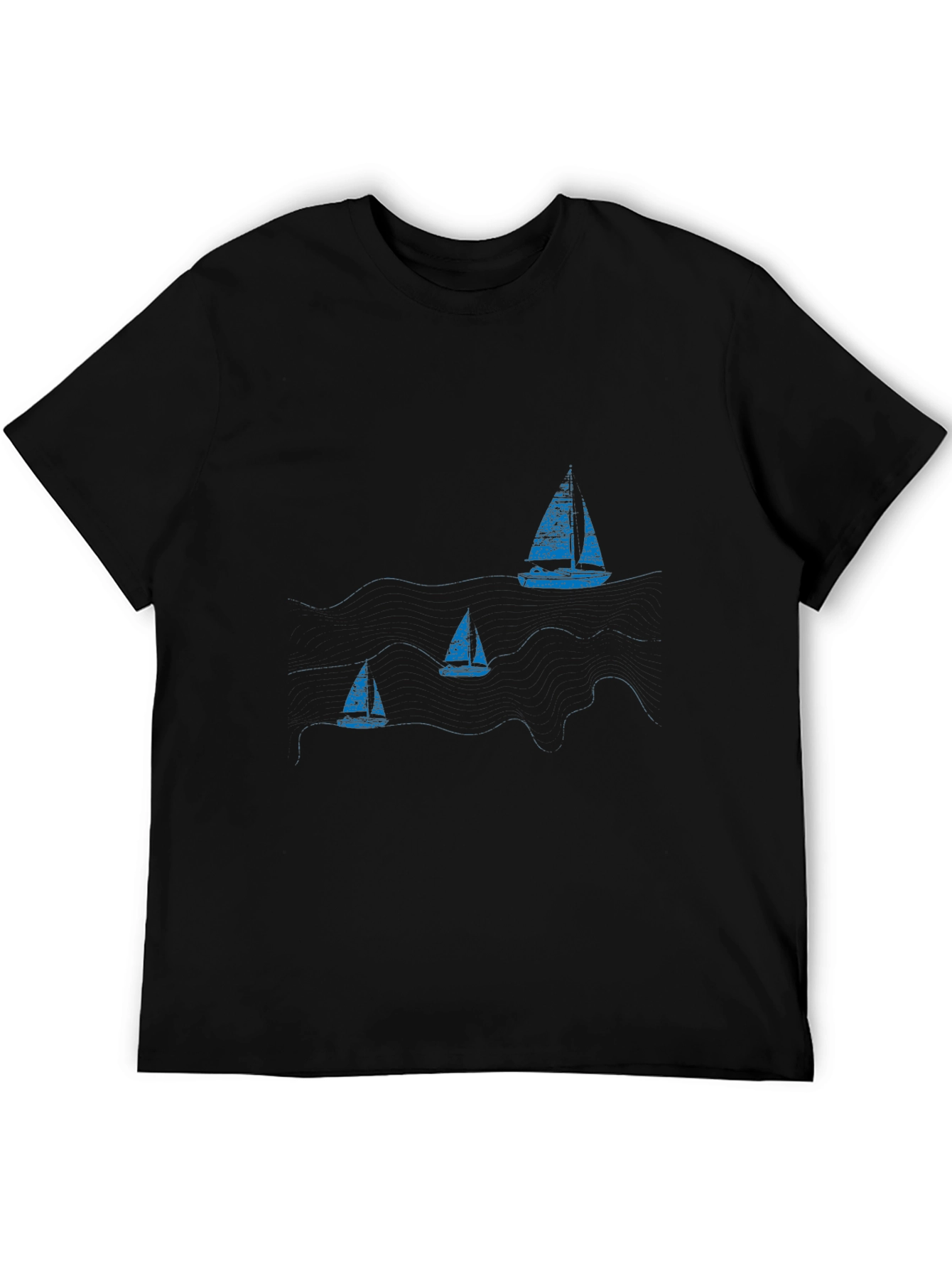 Nautical Sailboat Graphic Black T-Shirt