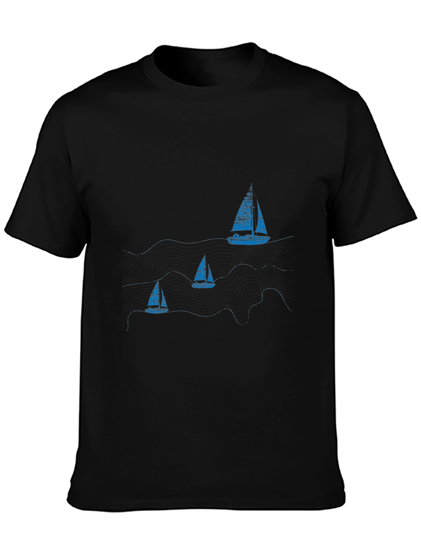 Nautical Sailboat Graphic Black T-Shirt
