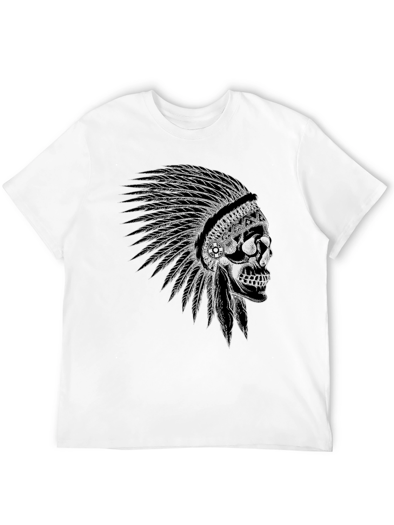 Skull Headdress Black T-Shirt - Unique Graphic Tee