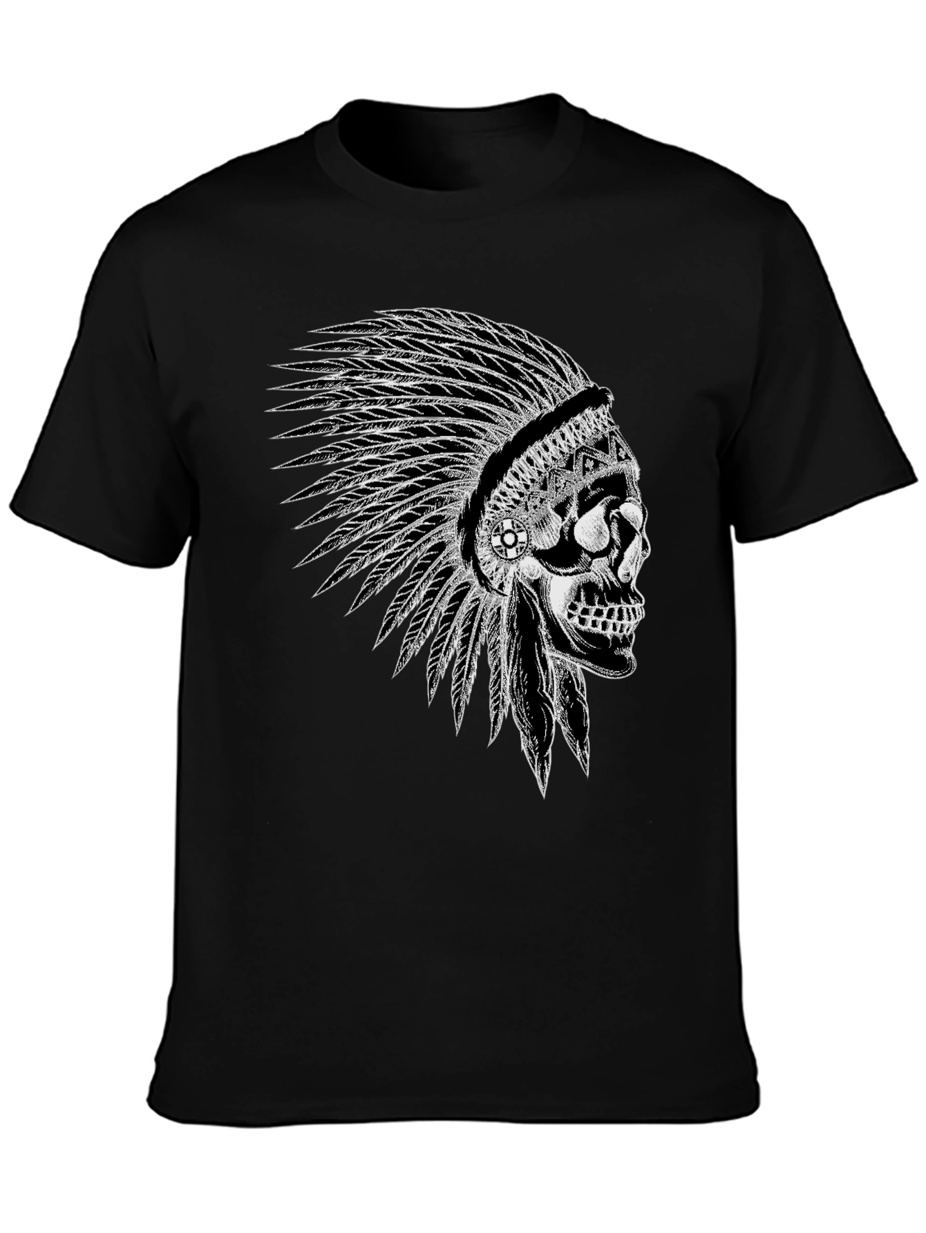 Skull Headdress Black T-Shirt - Unique Graphic Tee