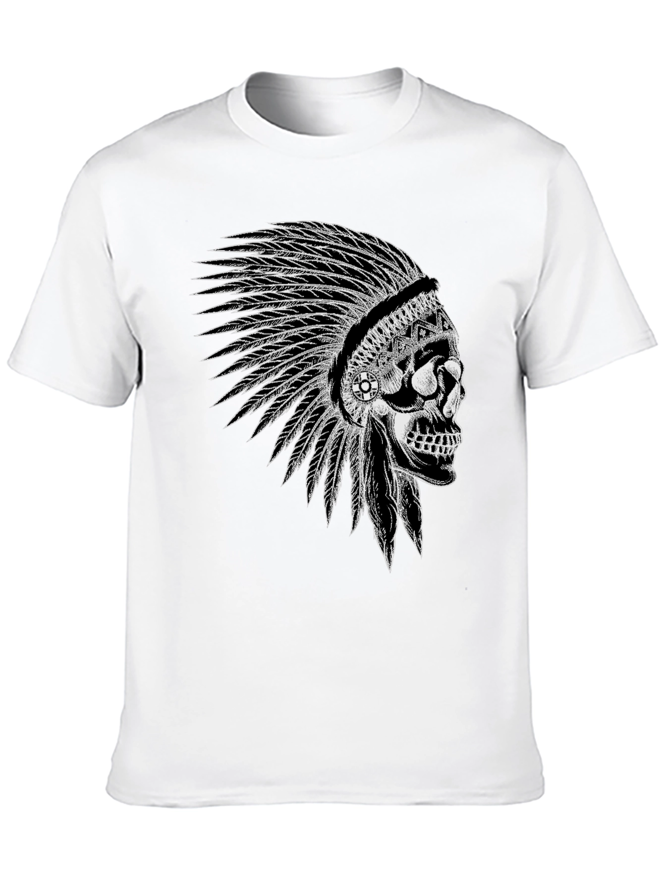 Skull Headdress Black T-Shirt - Unique Graphic Tee