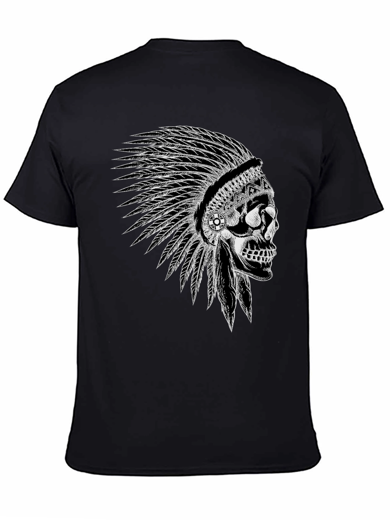 Skull Headdress Black T-Shirt - Unique Graphic Tee