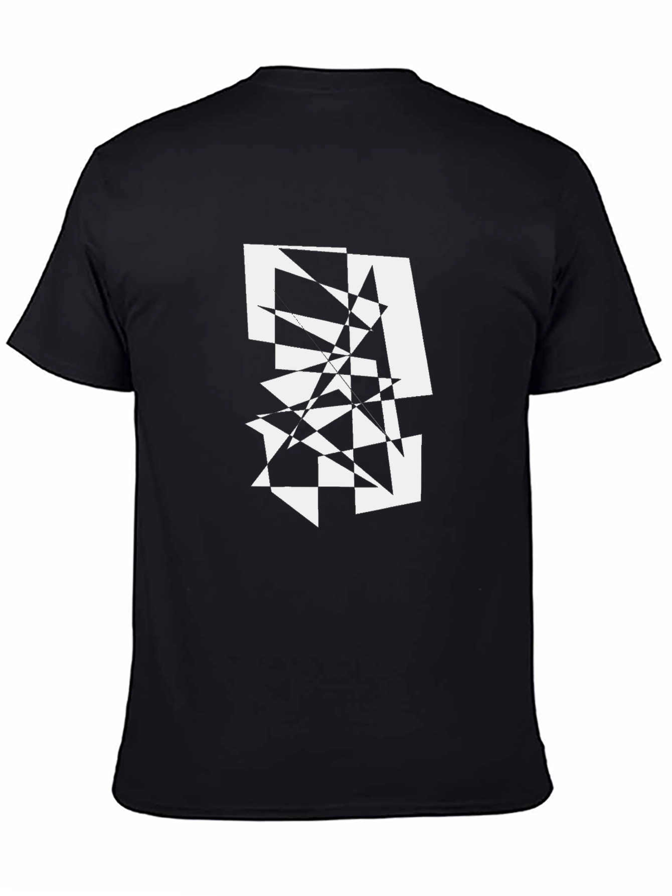 Abstract Geometric Graphic Print Tee - Black