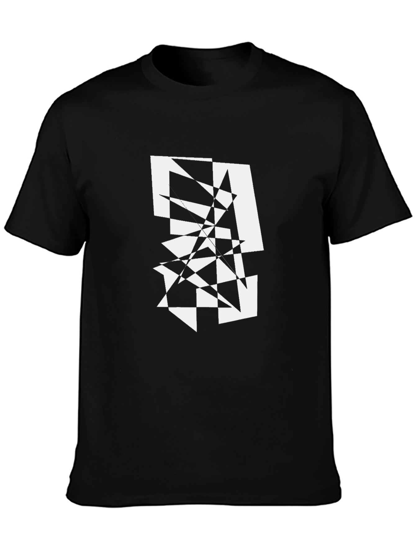 Abstract Geometric Graphic Print Tee - Black