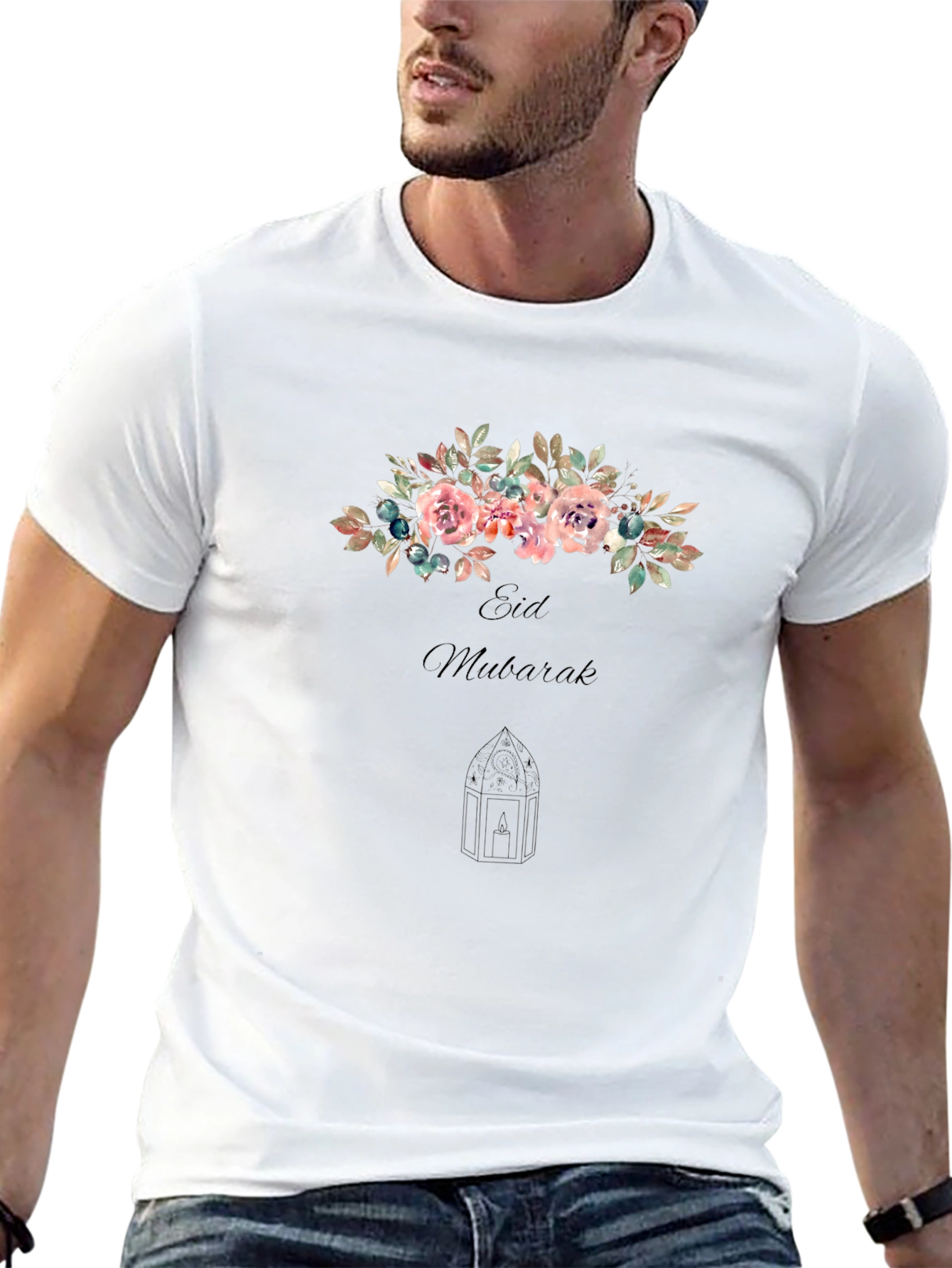 Eid Mubarak Floral T-Shirt - Festive Celebration Tee