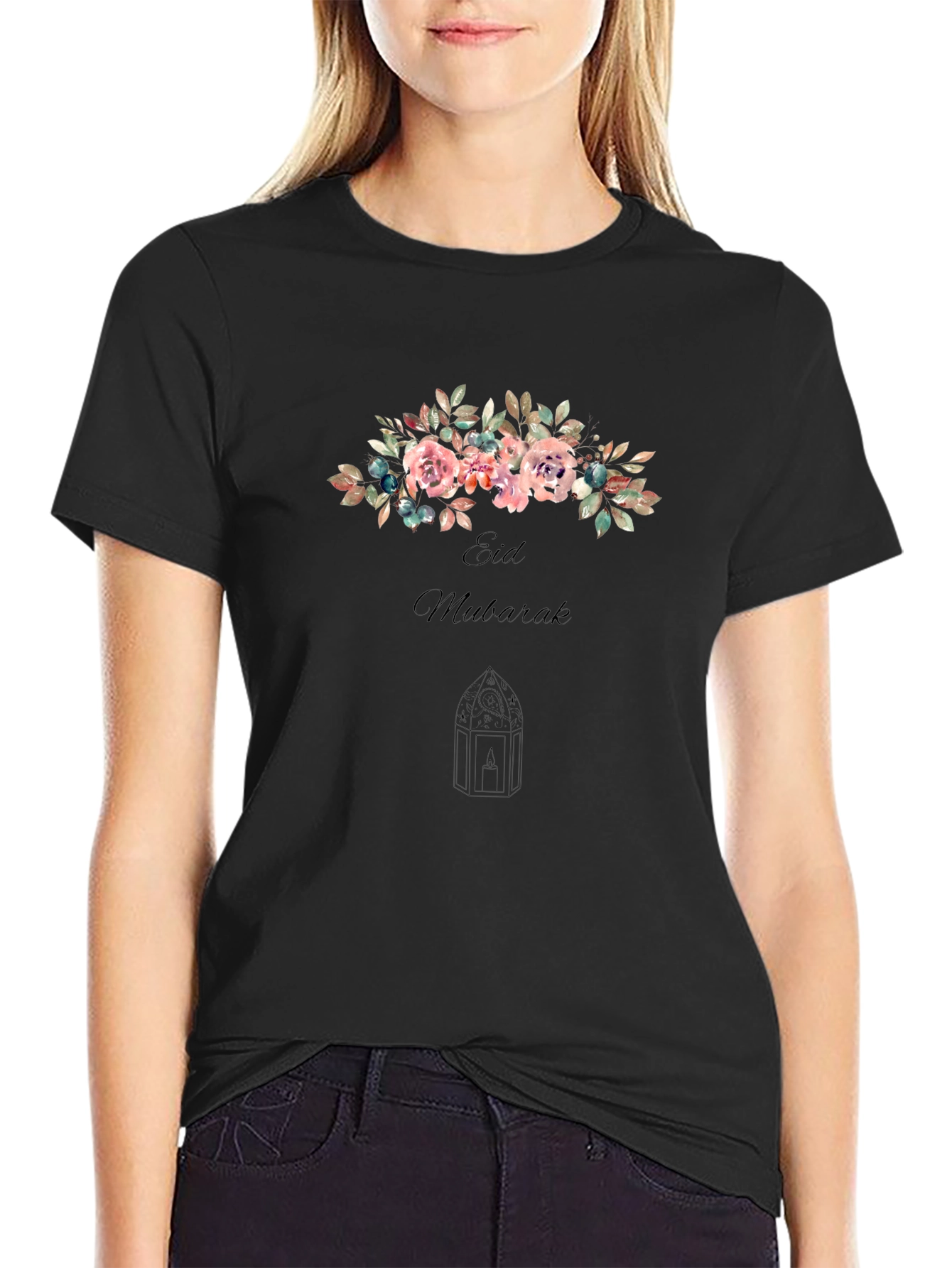 Eid Mubarak Floral T-Shirt - Festive Celebration Tee