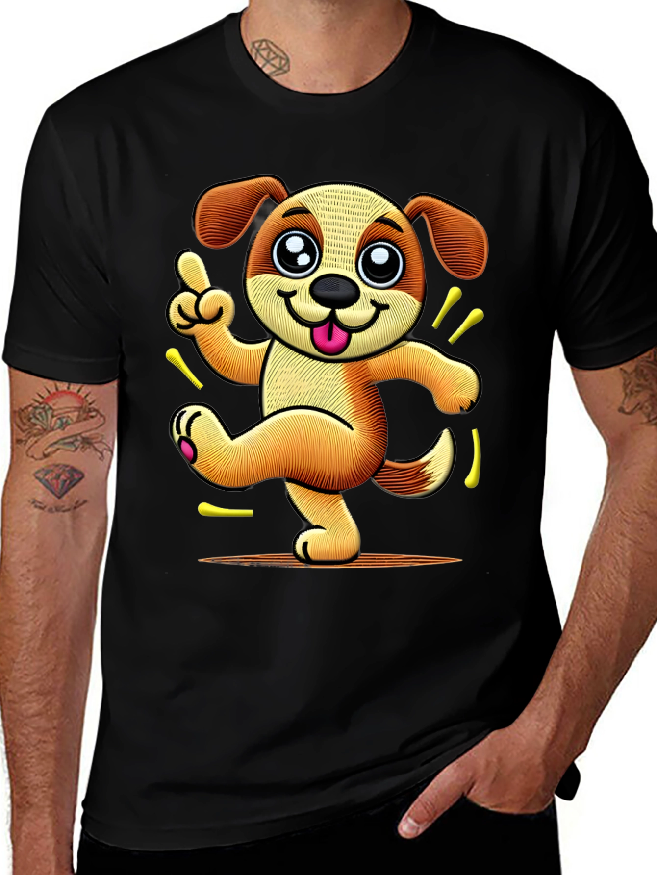 Dancing Dog Cartoon Graphic T-Shirt