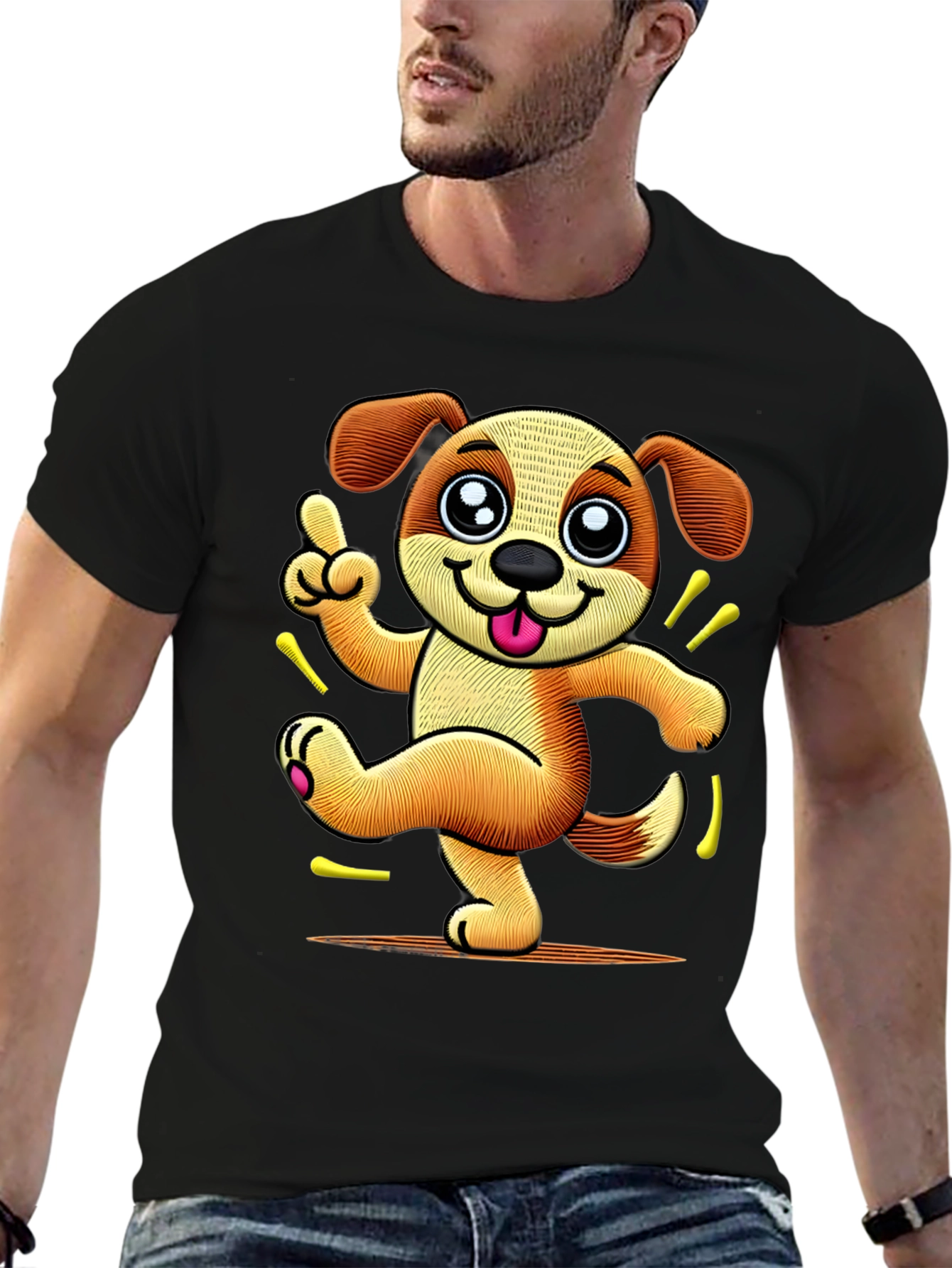 Dancing Dog Cartoon Graphic T-Shirt
