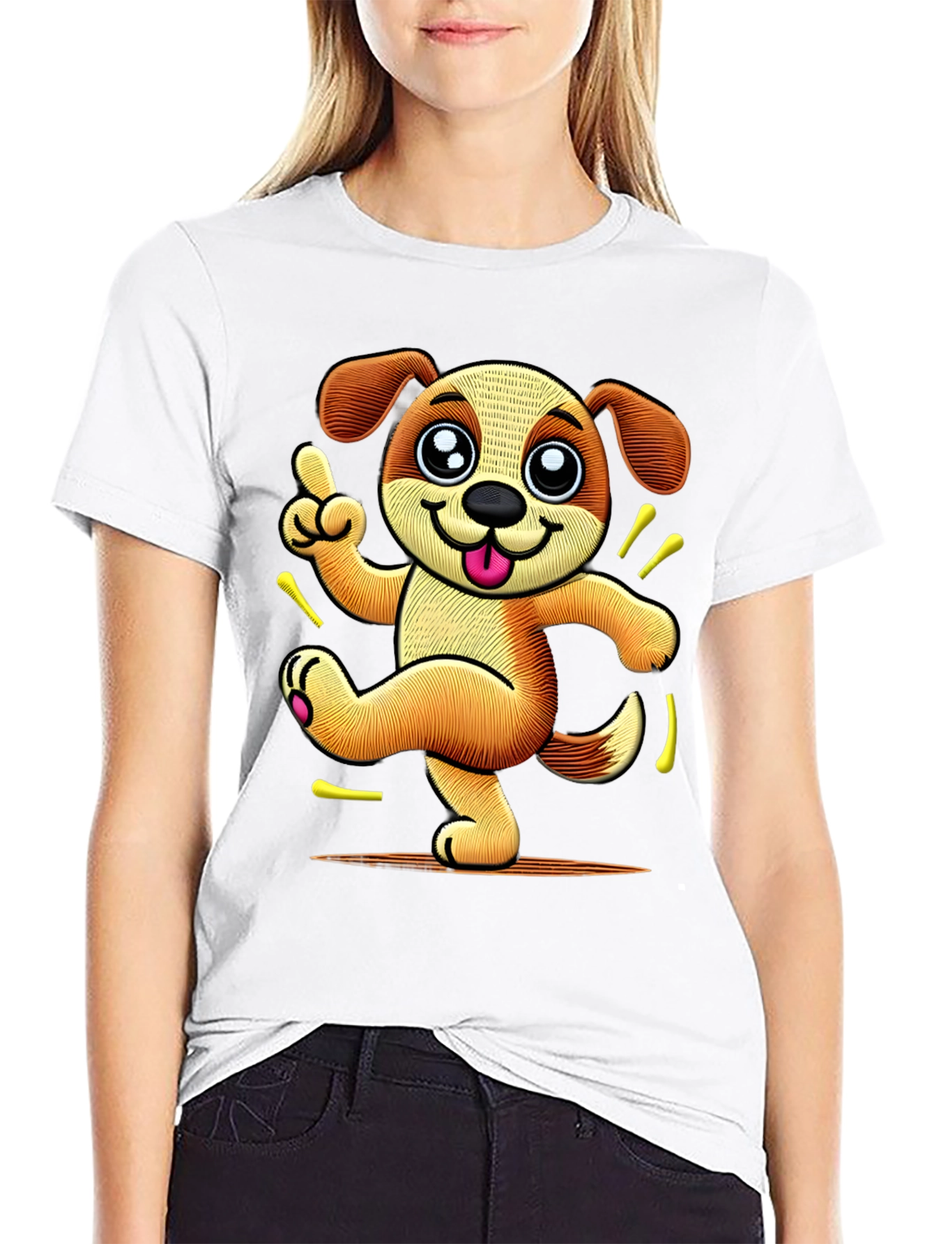 Dancing Dog Cartoon Graphic T-Shirt