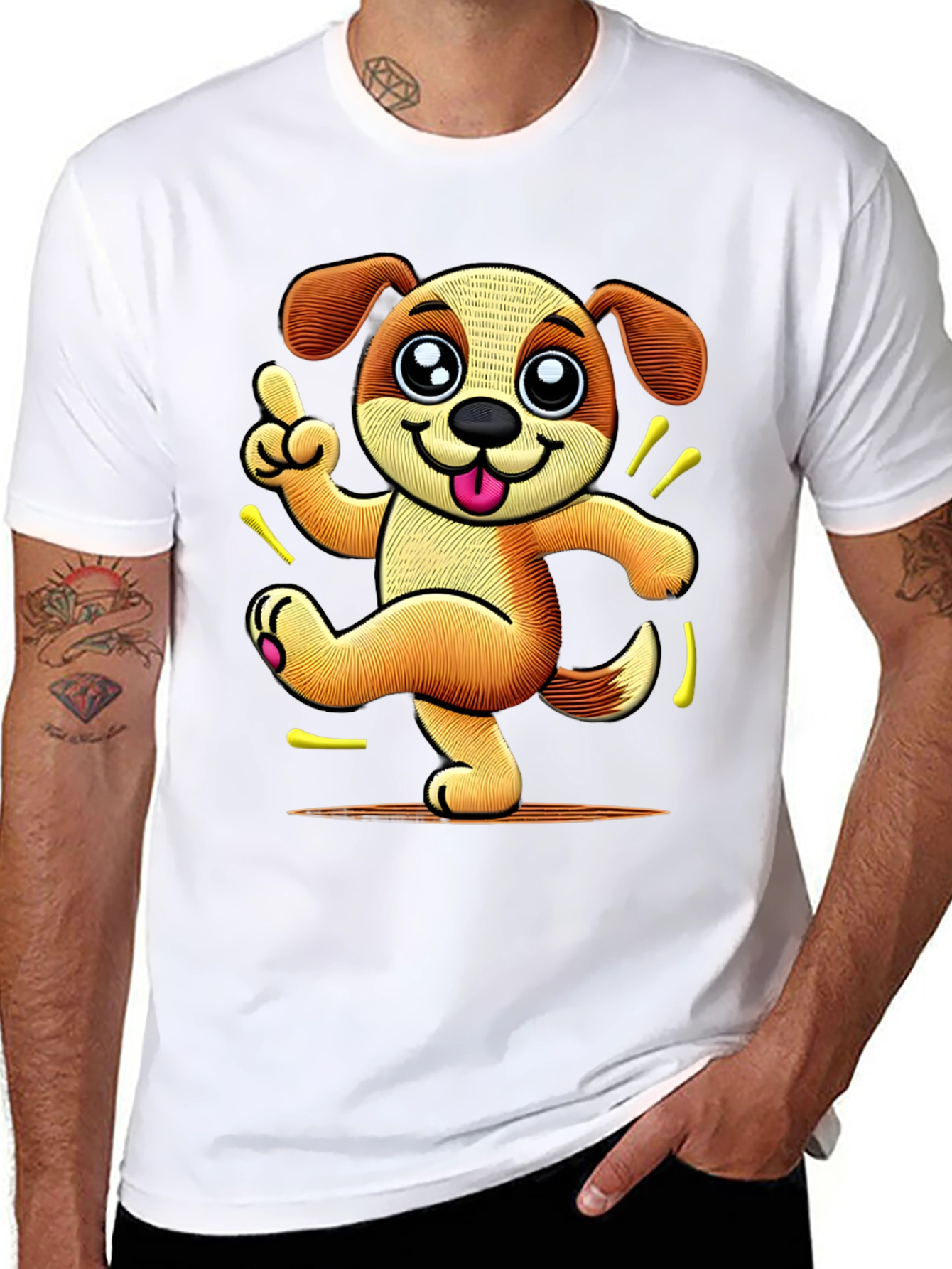 Dancing Dog Cartoon Graphic T-Shirt