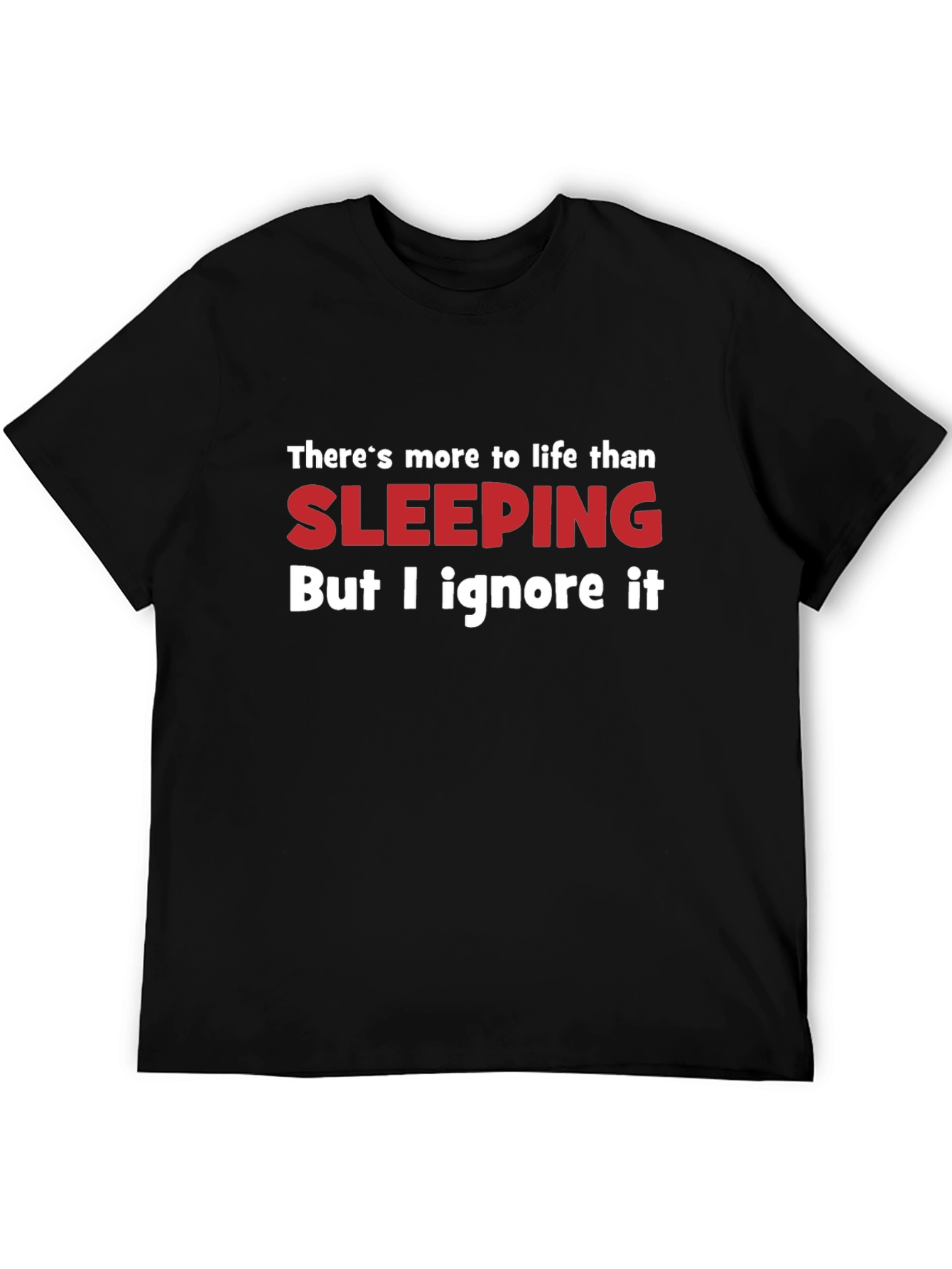 Funny Sleeping Humor Graphic Black T-Shirt