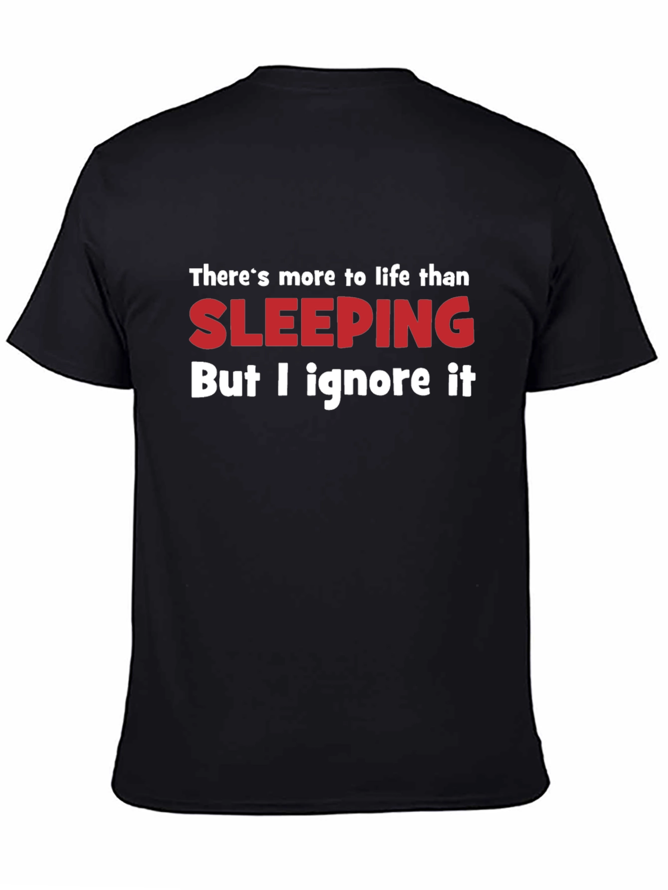 Funny Sleeping Humor Graphic Black T-Shirt
