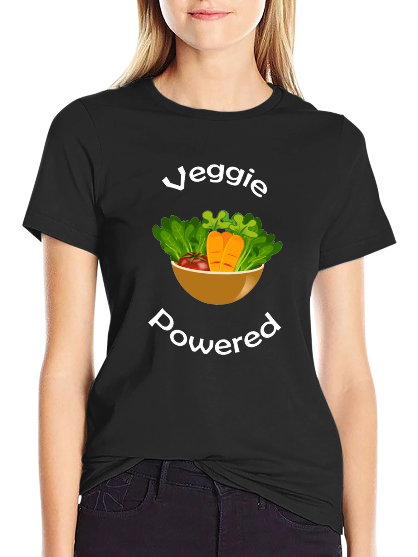 Veggie Powered Black T-Shirt - Vegan & Vegetarian