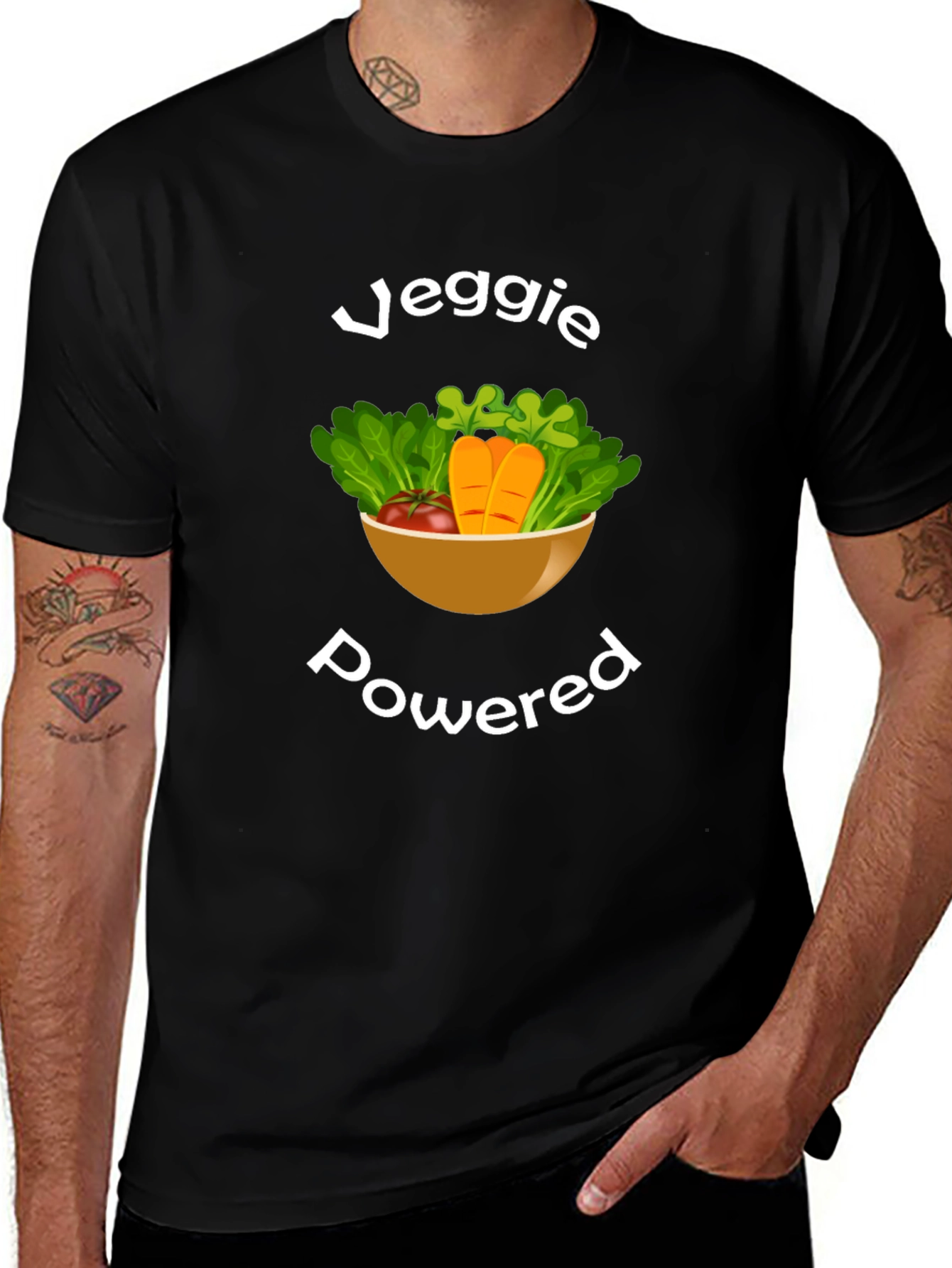 Veggie Powered Black T-Shirt - Vegan & Vegetarian