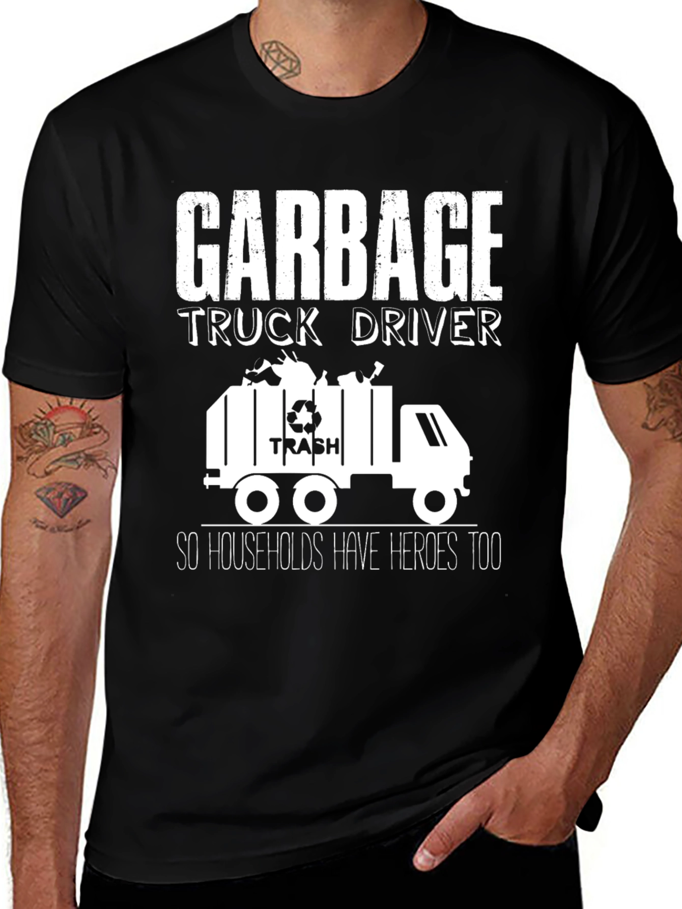 Garbage Truck Driver Hero T-Shirt - Black