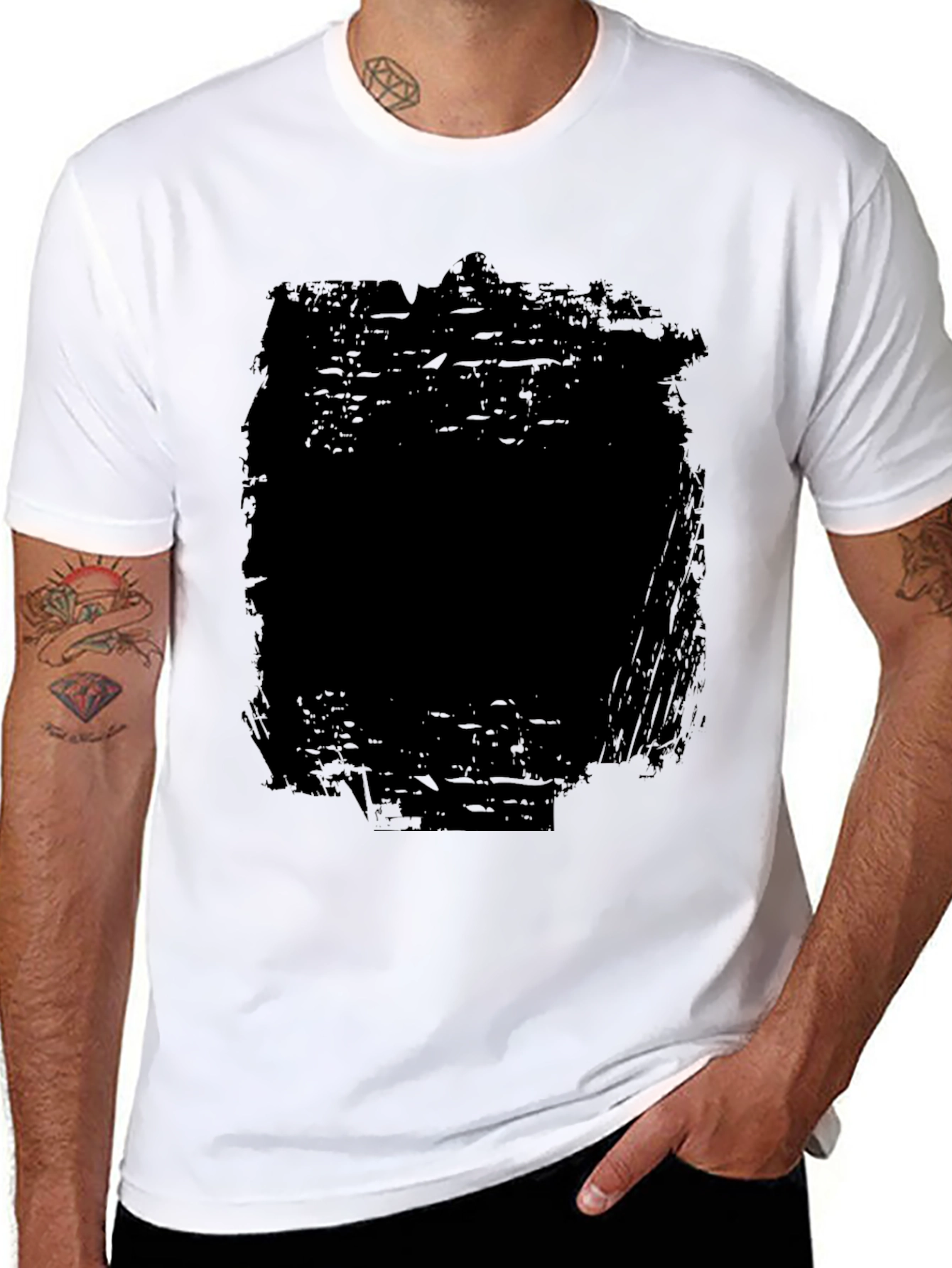 Distressed Black Graphic Tee - Mens Casual Fashion