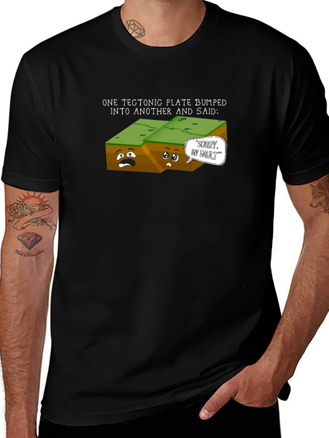Tectonic Plate Bump Funny Graphic T-Shirt