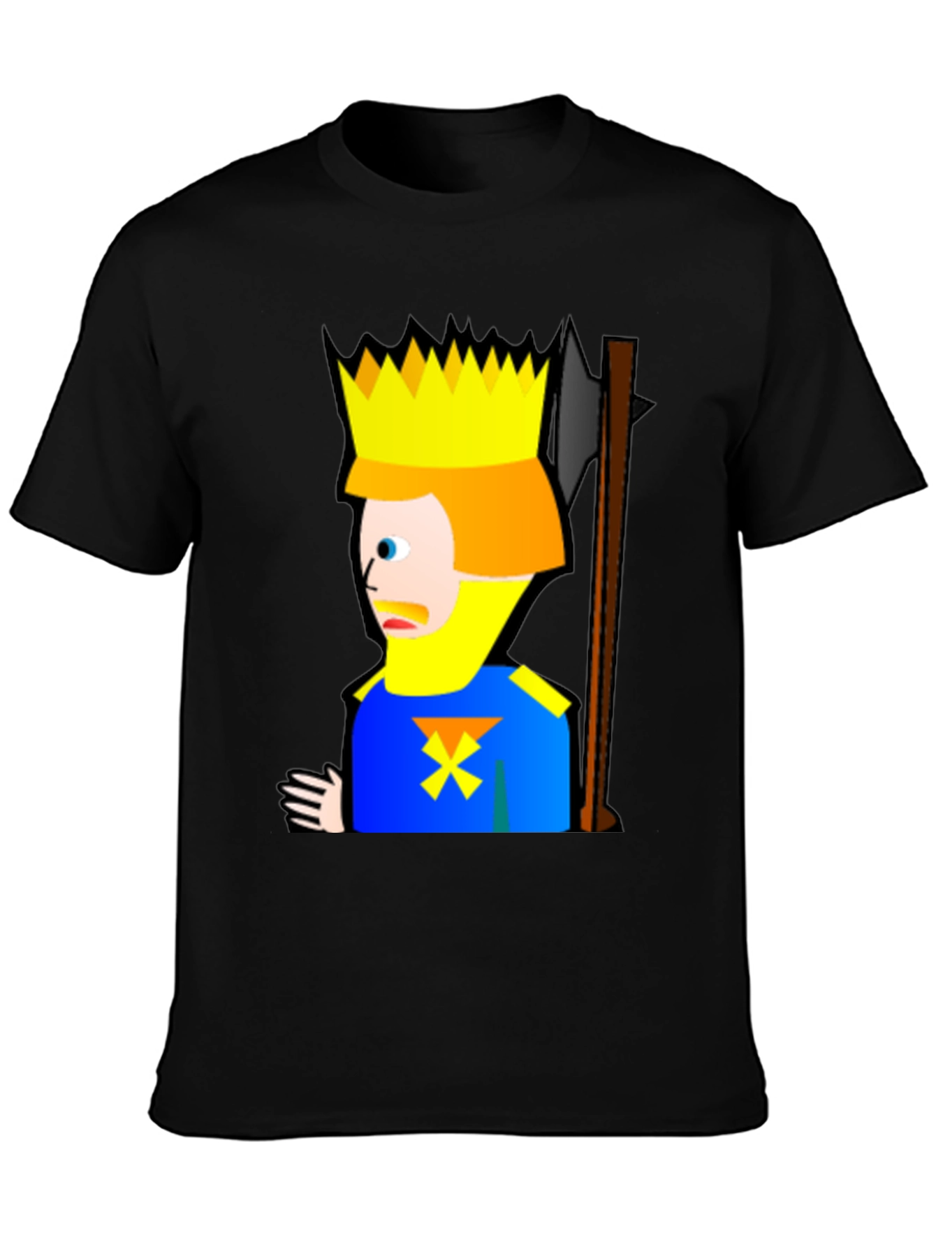 Cartoon King Graphic Tee - Funny Mens Black T-Shirt