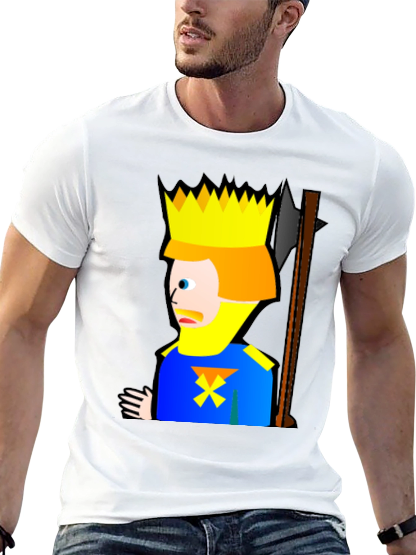 Cartoon King Graphic Tee - Funny Mens Black T-Shirt