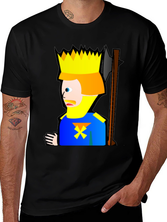 Cartoon King Graphic Tee - Funny Mens Black T-Shirt